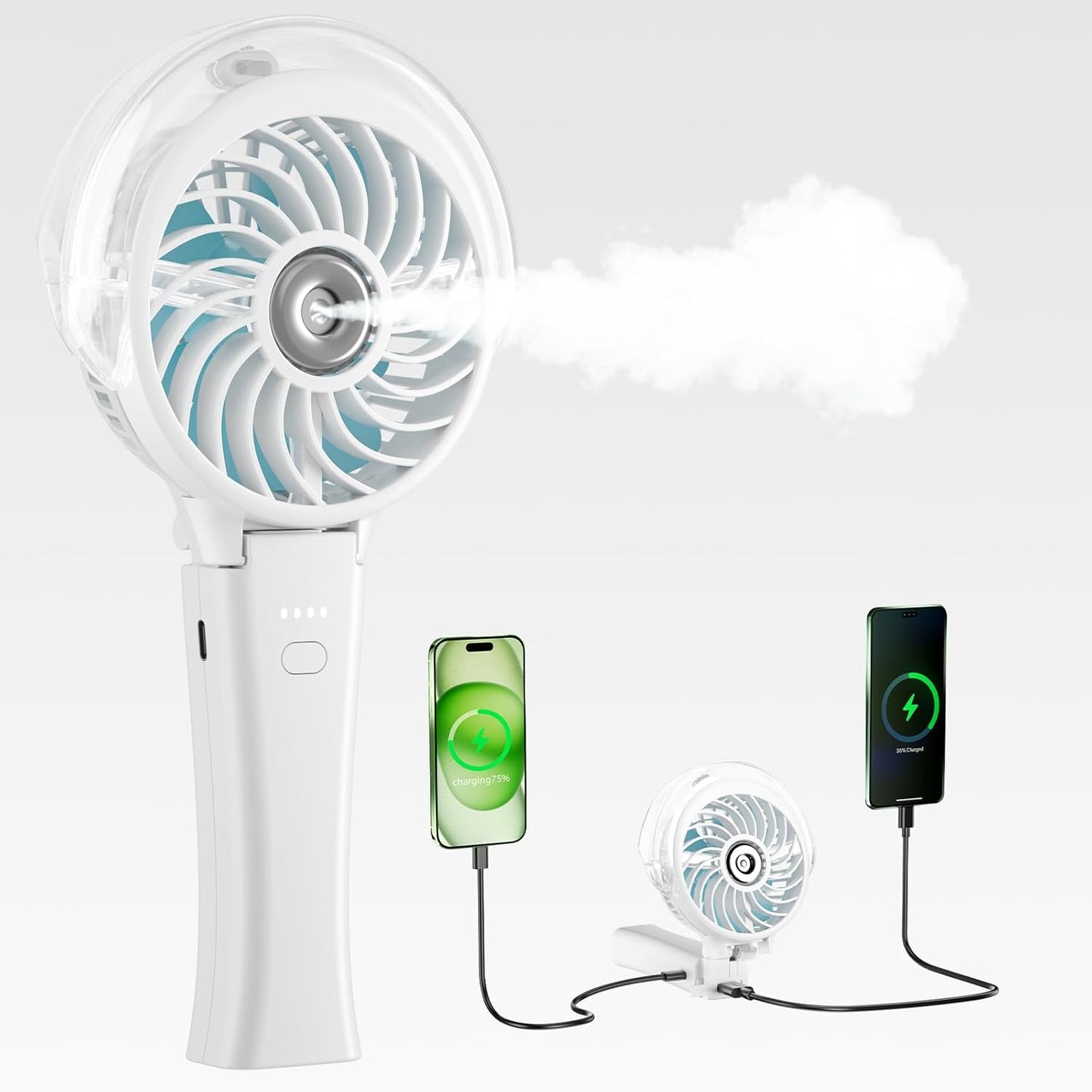 HandFan 4000mAh Upgraded Handheld Misting Fan, 50ml Water Tank, Rechargeable Personal Mister Fan Portable AC, Spray Water Mist Fans, Foldable Cooling Ice Fans for Beach Travel Disney(Royal Blue)