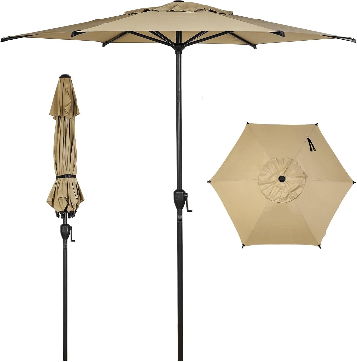 Abba Patio 9FT Lyon Outdoor Patio Umbrella Outdoor Table Umbrella with Push Button Tilt and Crank Market Umbrella 8 Sturdy Ribs UV Protection Waterproof for Garden Deck Backyard Pool, Black & Ivory