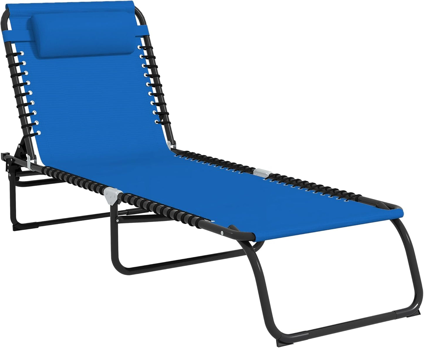 Outsunny Folding Chaise Lounge Chair, Patio Sun Tanning Chair, Outdoor Chaise Lounger with 4-Position Reclining Back, Breathable Mesh Seat for Beach, Poolside, Yard, Rainbow Striped
