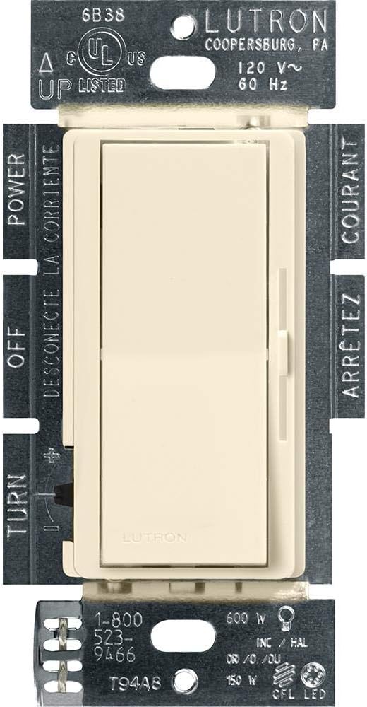 Lutron Diva LED+ Dimmer Light Switch for Dimmable LED, Halogen, and Incandescent Bulbs, 150 Watt, Single-Pole or 3-Way, DVCL-153P-WH, White