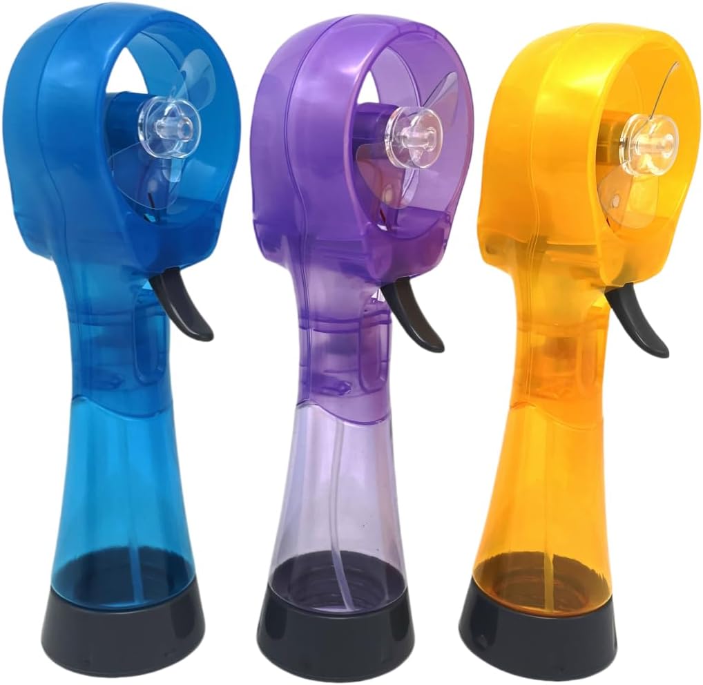 BJPEY Water Misting Fans Portable Personal Handheld Spray Fan Cooling Outdoor Cooler, Pack of 3 (Blue/Green/Pink)