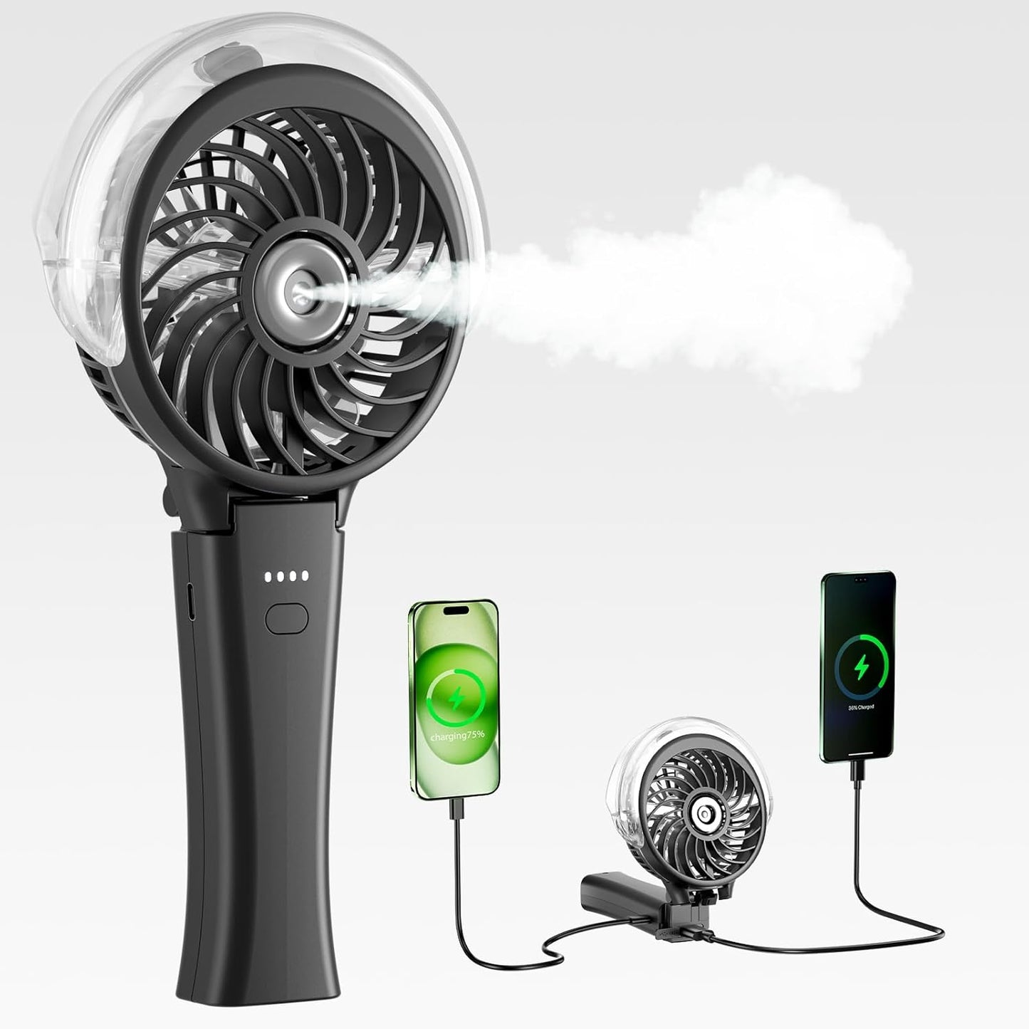 HandFan 4000mAh Upgraded Handheld Misting Fan, 50ml Water Tank, Rechargeable Personal Mister Fan Portable AC, Spray Water Mist Fans, Foldable Cooling Ice Fans for Beach Travel Disney(Royal Blue)