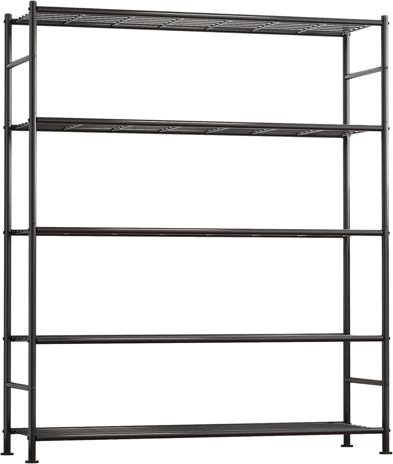 Storage Shelves - 5 Tier Shelf Organizer, Heavy Duty Garage Shelving Unit with Leveling Feet, Stable Metal Shelves Organizer for Pantry, Kitchen and Closet, 33.0" W x 12.6" D x 72.0" H, Black