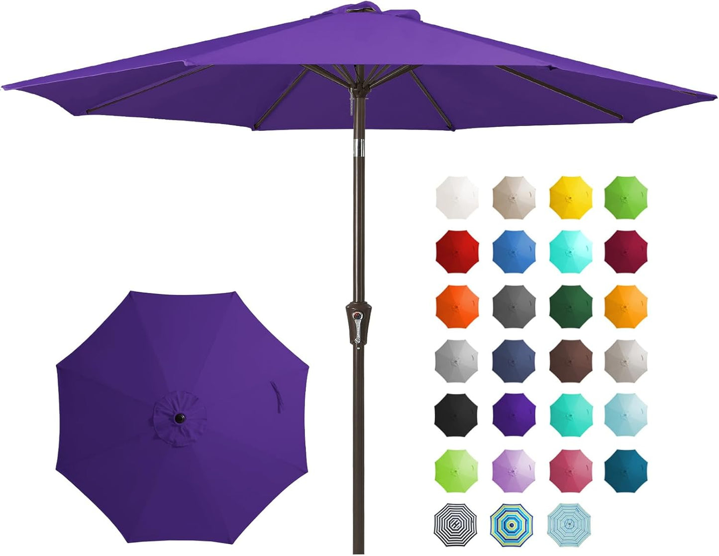 JEAREY 9FT Outdoor Patio Umbrella Outdoor Table Umbrella with Push Button Tilt and Crank, Market Umbrella 8 Sturdy Ribs UV Protection Waterproof for Garden, Deck, Backyard, Pool (Beige)