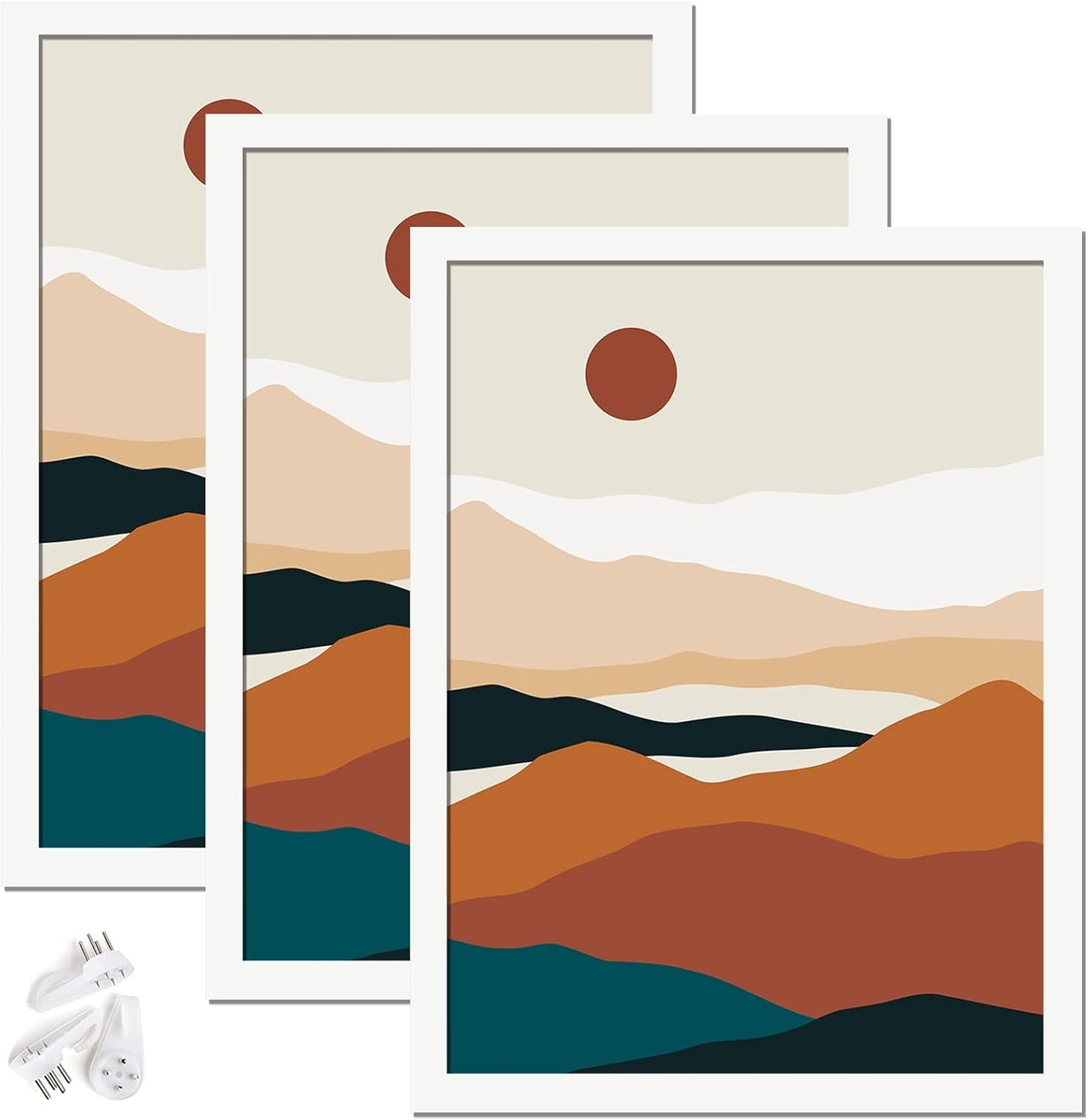 Black 16x24 Picture Frame Set of 3, High Transparent Frame for 16 By 24 Photo Collage Canvas Poster Size Wall Mount and Tabletop Horizontally Vertically (Black, 16 x 24 inches)