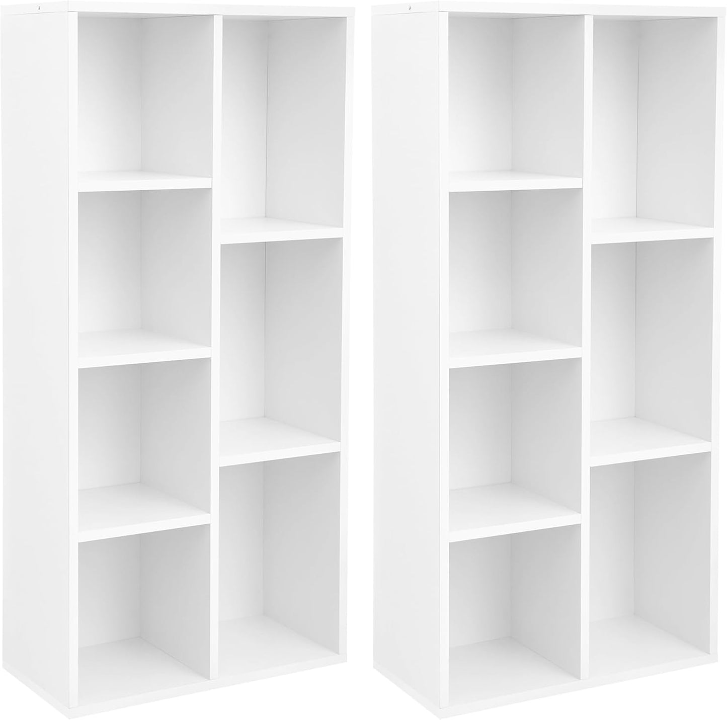 VASAGLE Bookcase, Bookshelf, Freestanding Storage Unit, 8 Open Compartments, Used Horizontally, Vertically, Upside Down, 11 x 35.4 x 39.4 Inches, for Living Room, Study, Office, Cloud White ULBC55WT