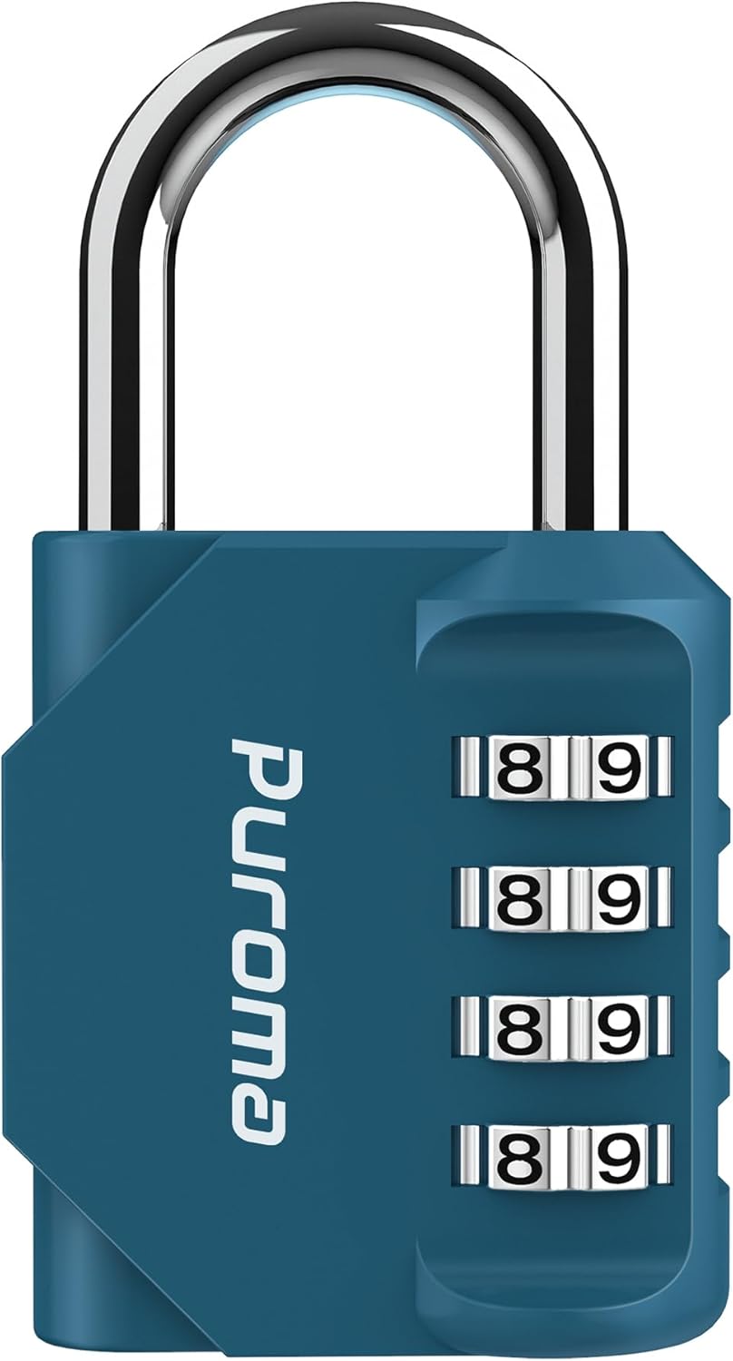 Puroma 2 Pack Combination Lock for Locker 4 Digit Outdoor Waterproof Padlock for School, Gym, Sports, Fence, Toolbox, Gate, Case, Outdoor, Hasp Storage (Black)