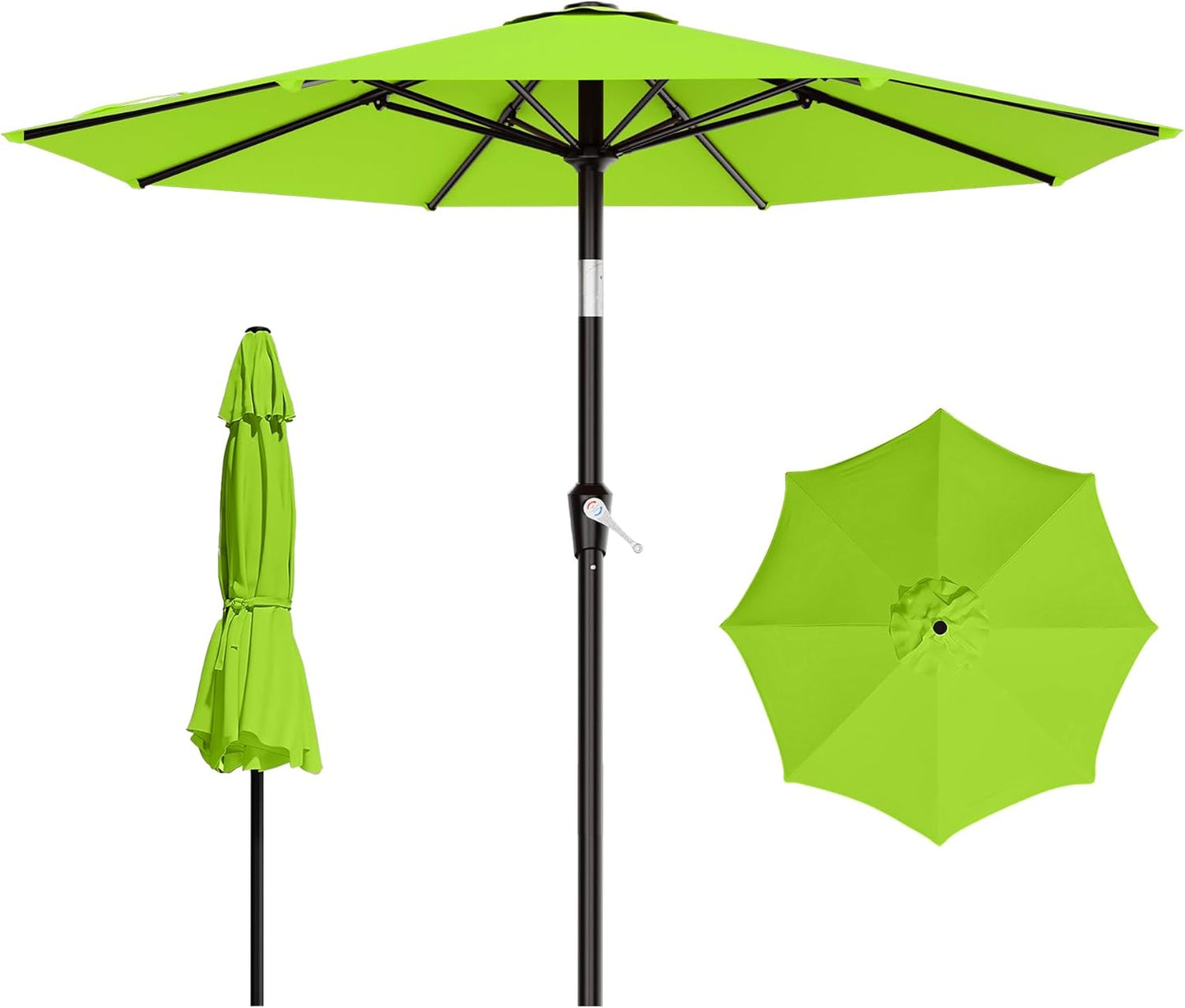 AreShark 9 FT Patio Umbrella for Outdoor, Outdoor Umbrella with Push Button Tilt and Crank, Outdoor Patio Umbrellas with 8 Sturdy Ribs for Market, Garden, Deck, Backyard, Pool (Navy)