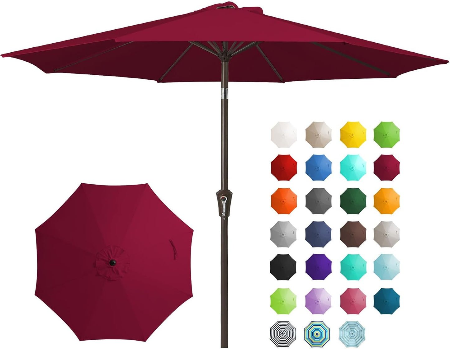 JEAREY 9FT Outdoor Patio Umbrella Outdoor Table Umbrella with Push Button Tilt and Crank, Market Umbrella 8 Sturdy Ribs UV Protection Waterproof for Garden, Deck, Backyard, Pool (Beige)