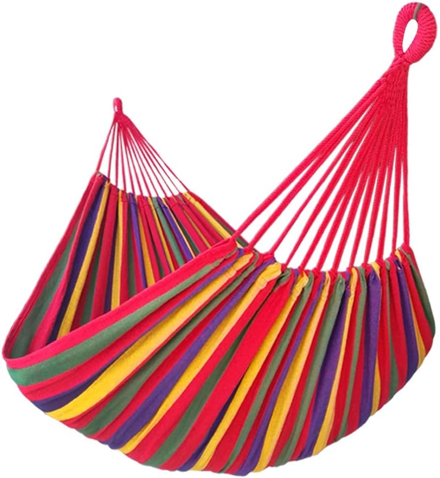 GOCAN Double Hammock 2 Person Extra Large 220x150cm Total Length 330cm Load 500lb Canvas Cotton Hammock for Patio Porch Garden Backyard Lounging Outdoor and Indoor with Removable Spreader bar
