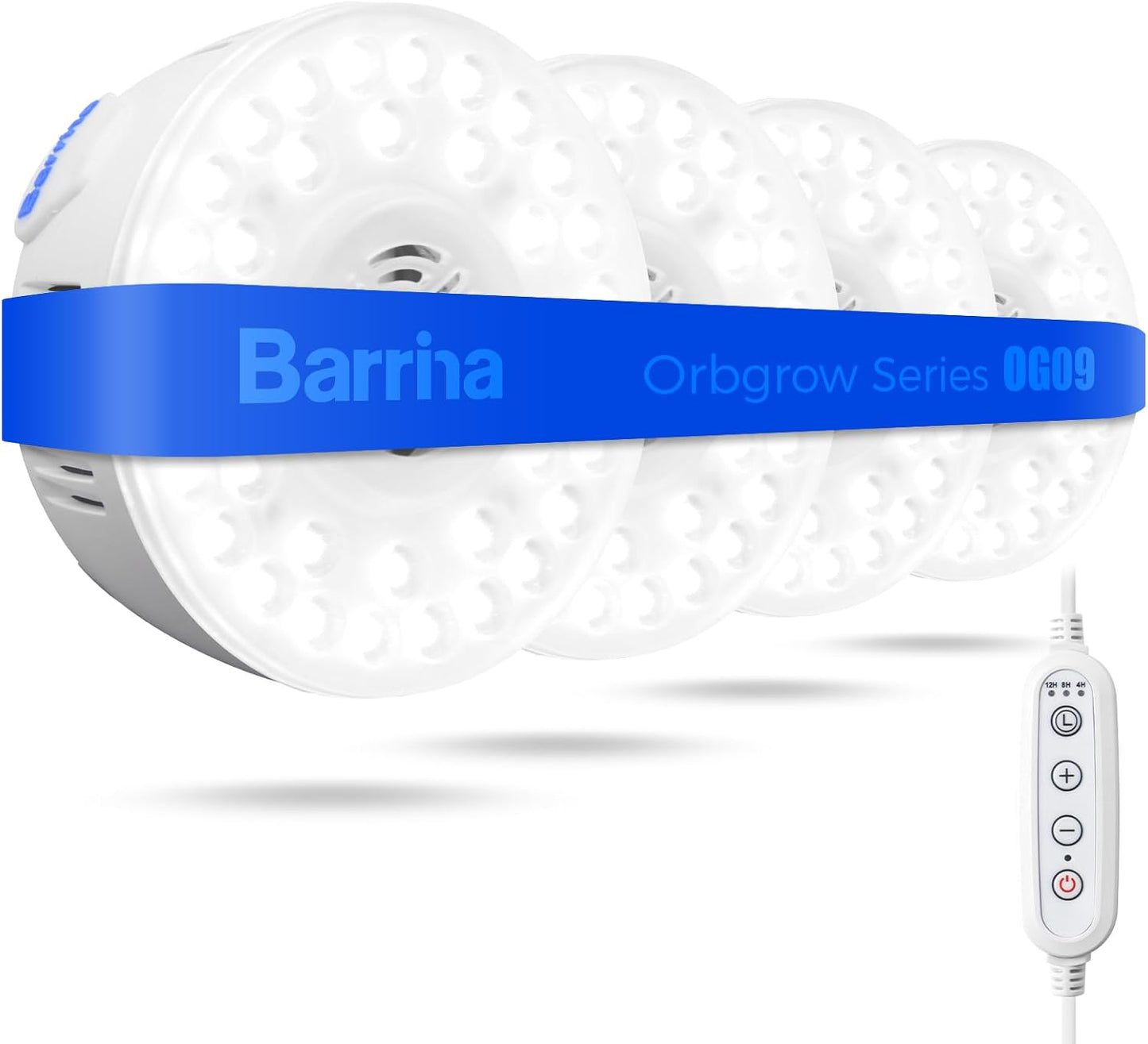 Barrina Orbgrow OG09 Puck Grow Light, 5000K 18W(2 x 9W, 270 Watt Equiv), Full Spectrum Plant Light for Indoor Plants, Magnetic & Linkable with Timer, 5 Levels Dimmable for Plant Shelf, 2 Packs