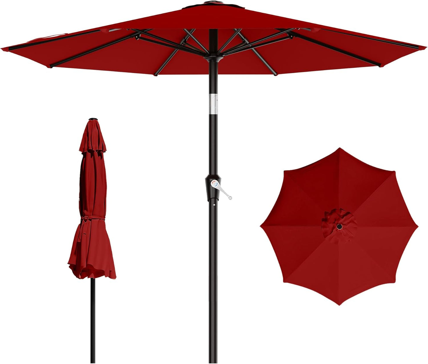 AreShark 9 FT Patio Umbrella for Outdoor, Outdoor Umbrella with Push Button Tilt and Crank, Outdoor Patio Umbrellas with 8 Sturdy Ribs for Market, Garden, Deck, Backyard, Pool (Navy)