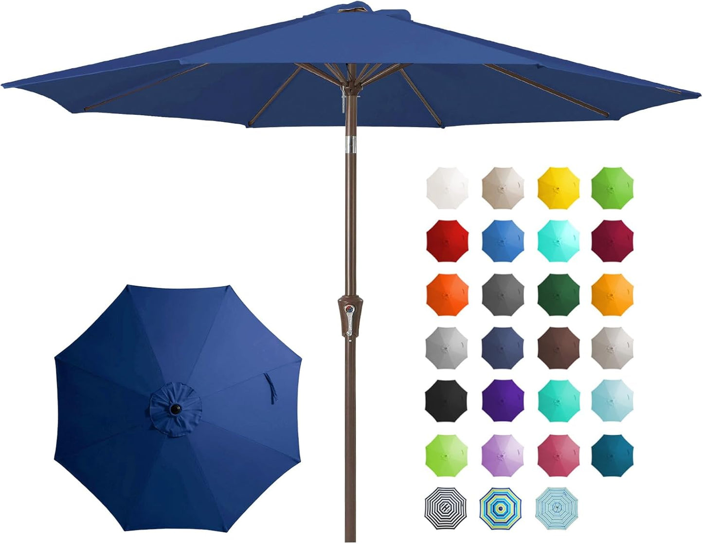 JEAREY 9FT Outdoor Patio Umbrella Outdoor Table Umbrella with Push Button Tilt and Crank, Market Umbrella 8 Sturdy Ribs UV Protection Waterproof for Garden, Deck, Backyard, Pool (Beige)
