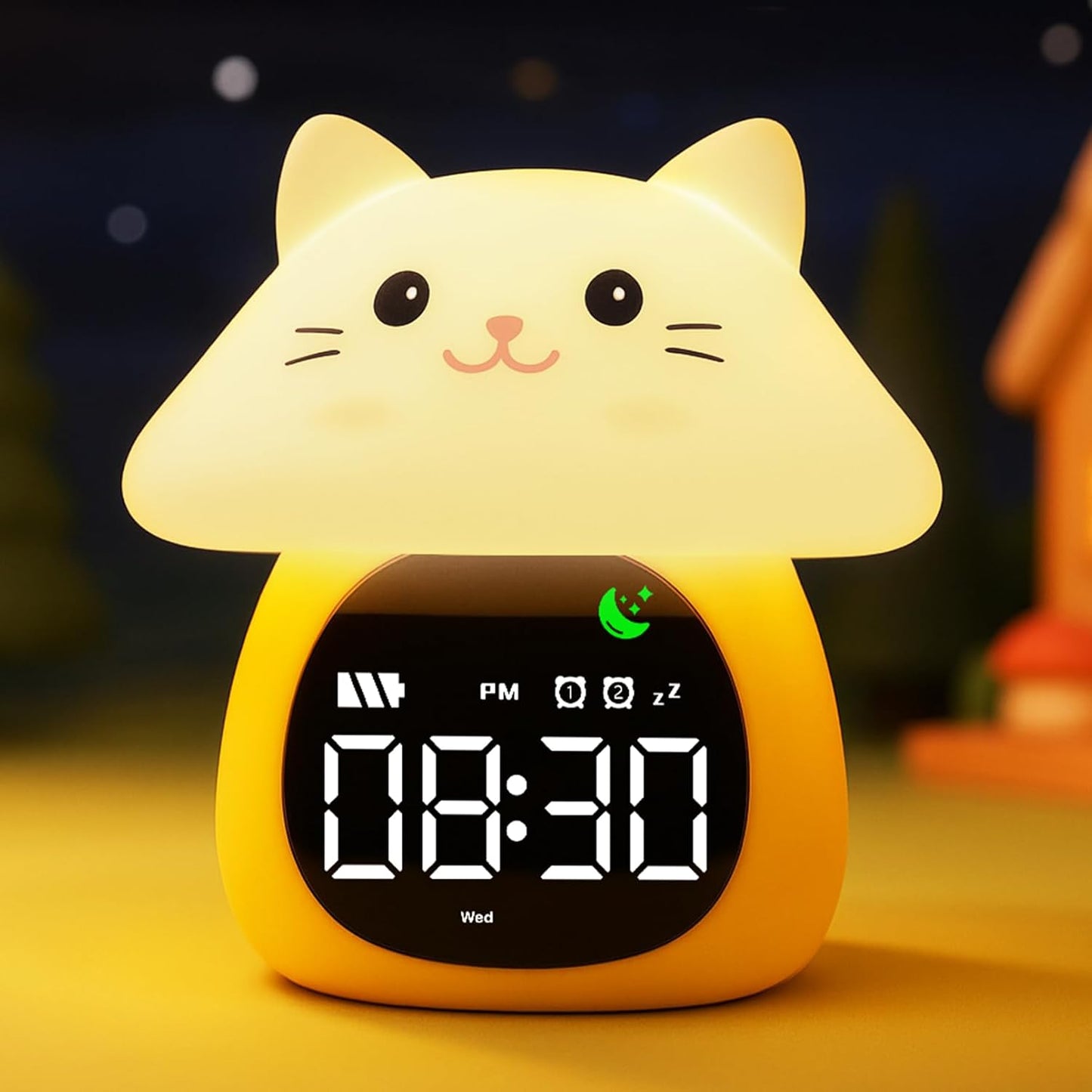 MASHI Dinosaur Alarm Clock with Night Light, Toddler Sleep Training Clock with Sun & Moon, Sleep Sound Machine, ok to Wake Clock for Kids, Digital Alarm Clocks for Bedrooms,Gift Ideas for Kids Child