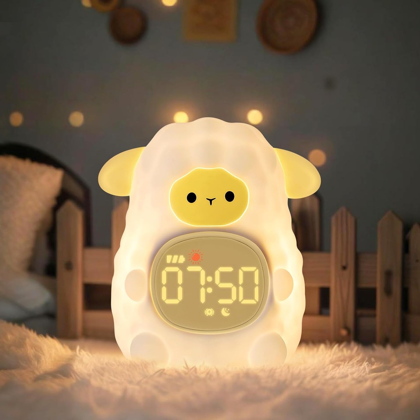 Cat Alarm Clock with Night Light for Kids with Sleep Training and Sound Machine, Rechargeable Silicone Lamp OK to Wake Clock，Cute Animal Tabletop Lamp, Perfect Sleep Companion for Boys Girls