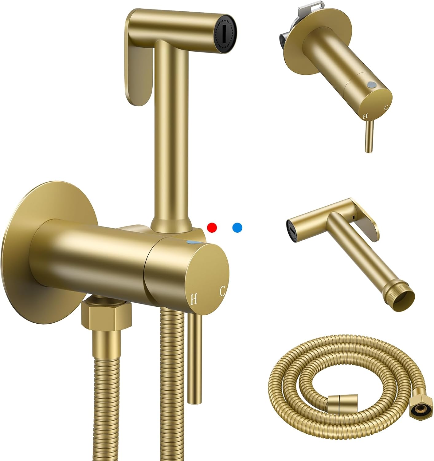 Arofa Handheld Toilet Bidet Sprayer for Toilet-Adjustable Water Pressure Control with Bidet Hose for Feminine Wash, Stainless Steel Brushed Nickel Bidet Faucet Cloth Diaper for Baby Wash