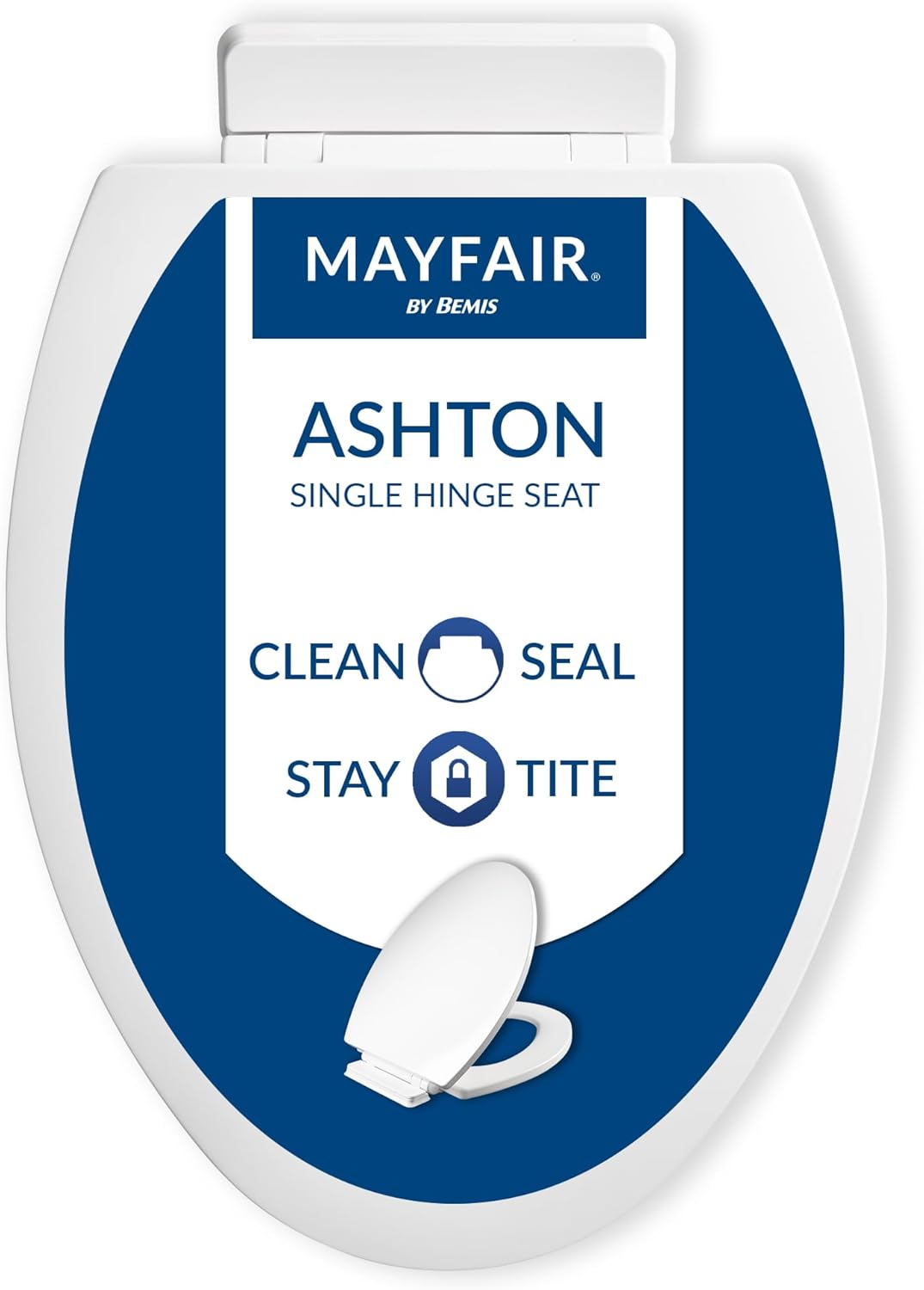 Mayfair Linden Slow Close Toilet Seat, Non Slip Heavy Duty Wood, Easy Install, Elongated, White