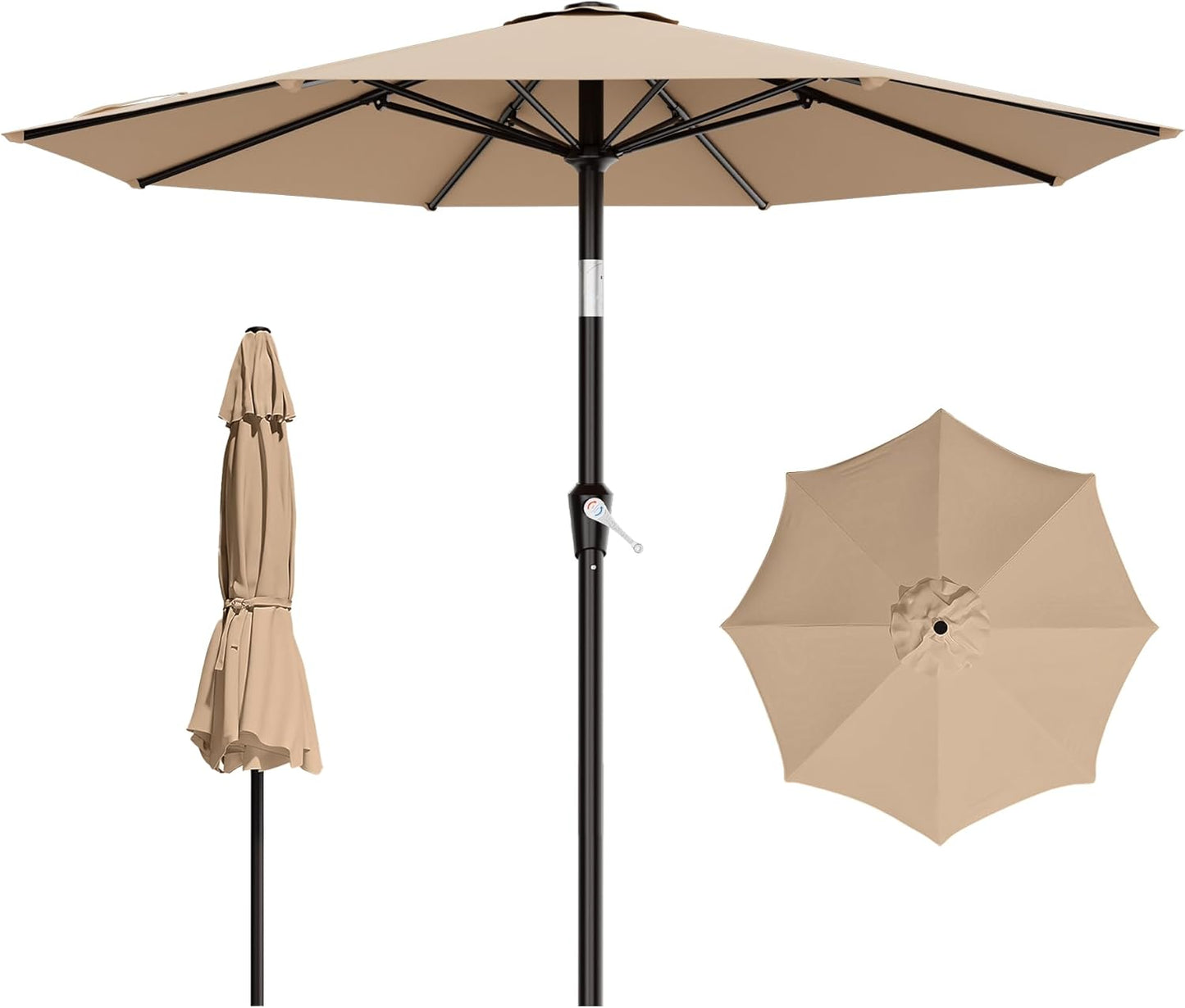 AreShark 9 FT Patio Umbrella for Outdoor, Outdoor Umbrella with Push Button Tilt and Crank, Outdoor Patio Umbrellas with 8 Sturdy Ribs for Market, Garden, Deck, Backyard, Pool (Navy)