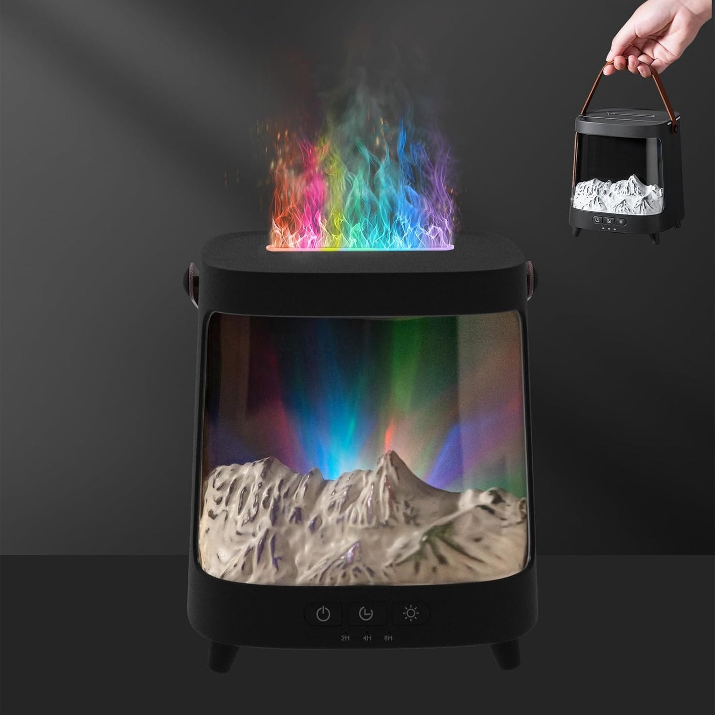 Fireplace Diffuser Humidifier,Fireplace Aromatherapy Essential Oil Diffuser, Ultrasonic Colorful Cool Mini Flame Fire Aroma Humidifier with Timer for Home,Bedroom,Office,Yoga