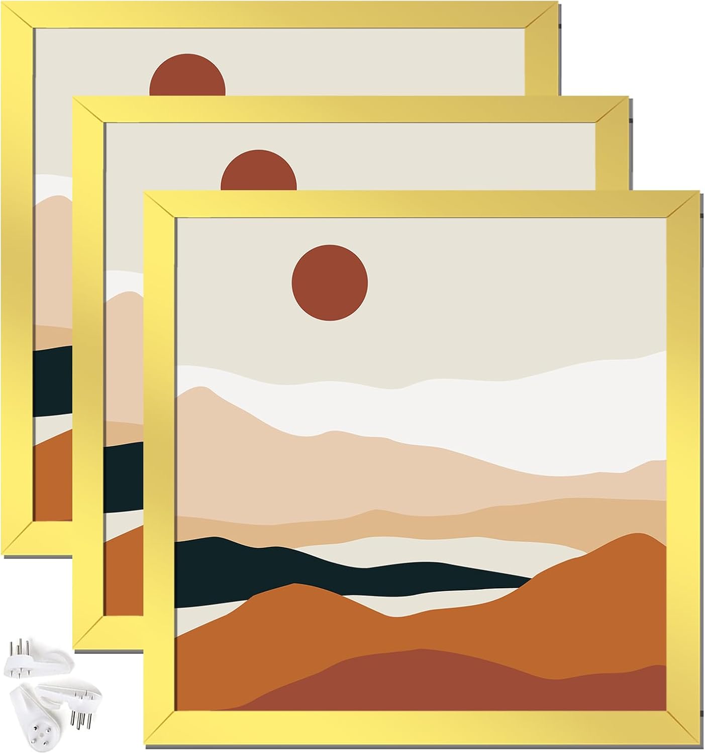 Black 16x24 Picture Frame Set of 3, High Transparent Frame for 16 By 24 Photo Collage Canvas Poster Size Wall Mount and Tabletop Horizontally Vertically (Black, 16 x 24 inches)