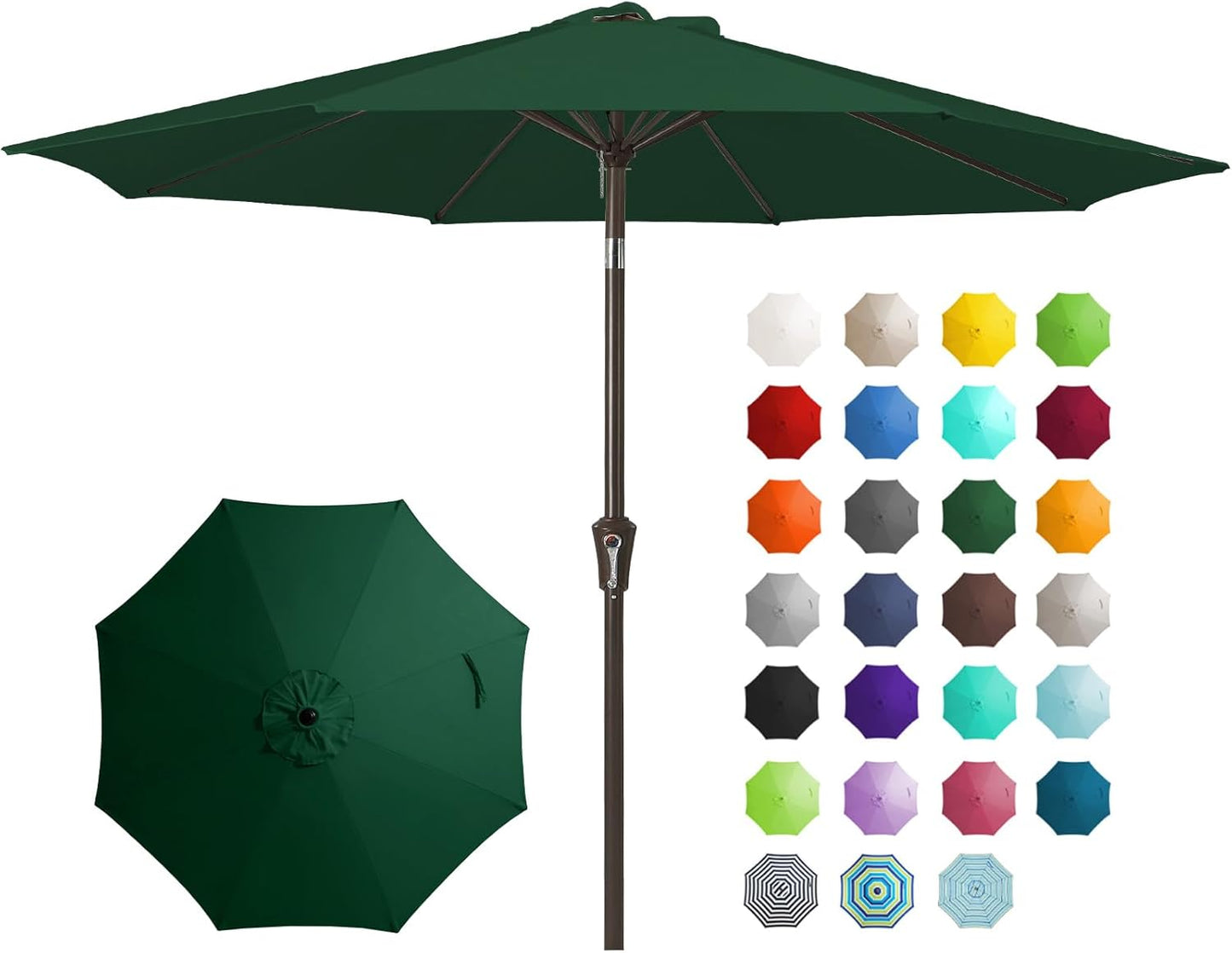 JEAREY 9FT Outdoor Patio Umbrella Outdoor Table Umbrella with Push Button Tilt and Crank, Market Umbrella 8 Sturdy Ribs UV Protection Waterproof for Garden, Deck, Backyard, Pool (Beige)