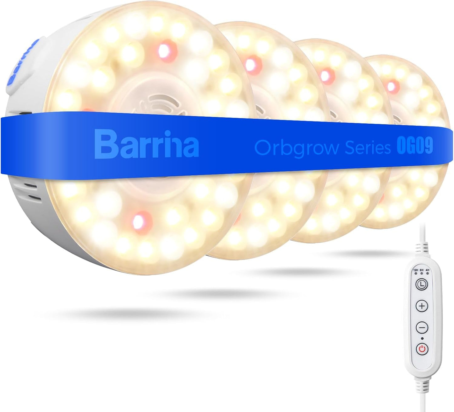 Barrina Orbgrow OG09 Puck Grow Light, 5000K 18W(2 x 9W, 270 Watt Equiv), Full Spectrum Plant Light for Indoor Plants, Magnetic & Linkable with Timer, 5 Levels Dimmable for Plant Shelf, 2 Packs