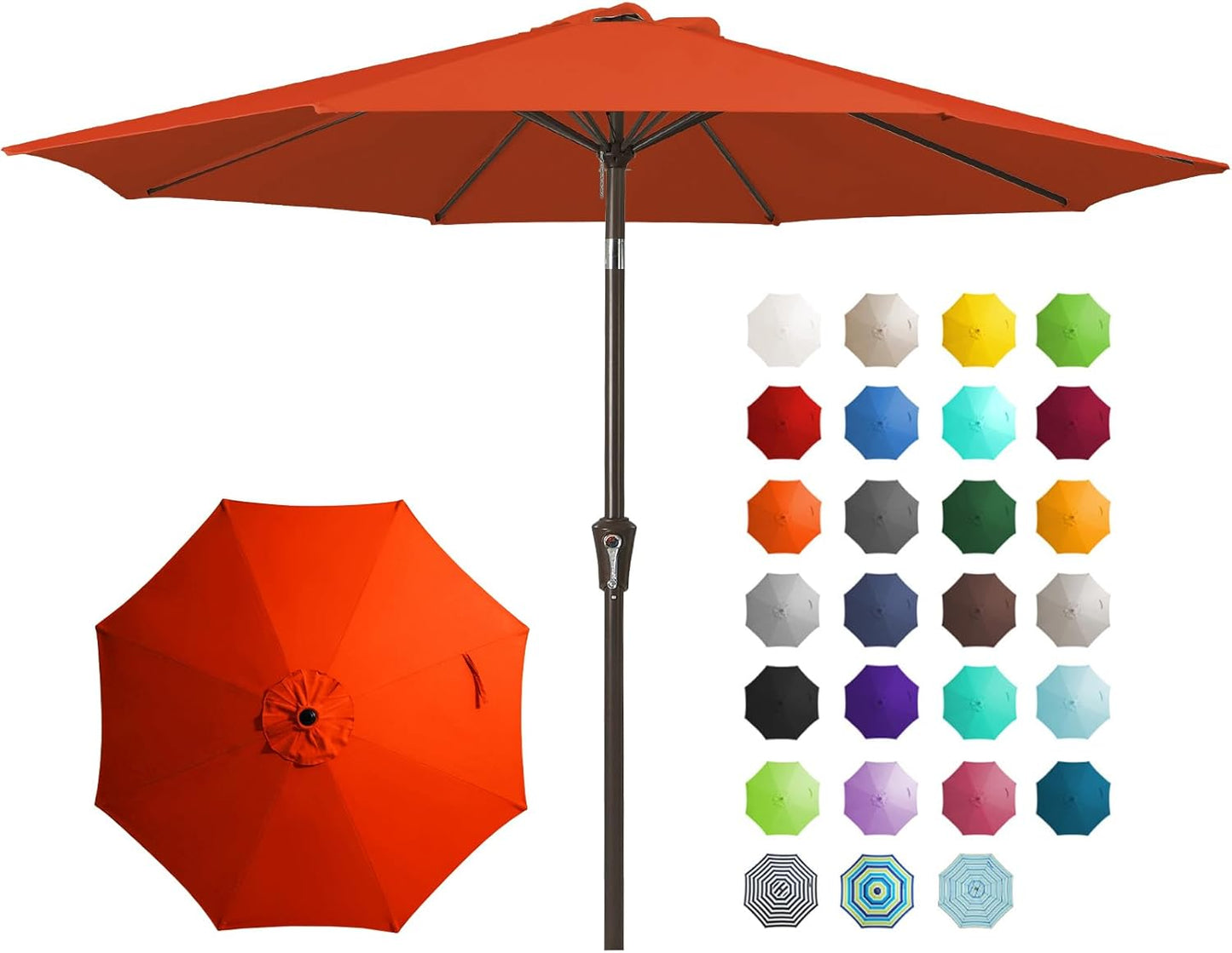 JEAREY 9FT Outdoor Patio Umbrella Outdoor Table Umbrella with Push Button Tilt and Crank, Market Umbrella 8 Sturdy Ribs UV Protection Waterproof for Garden, Deck, Backyard, Pool (Beige)