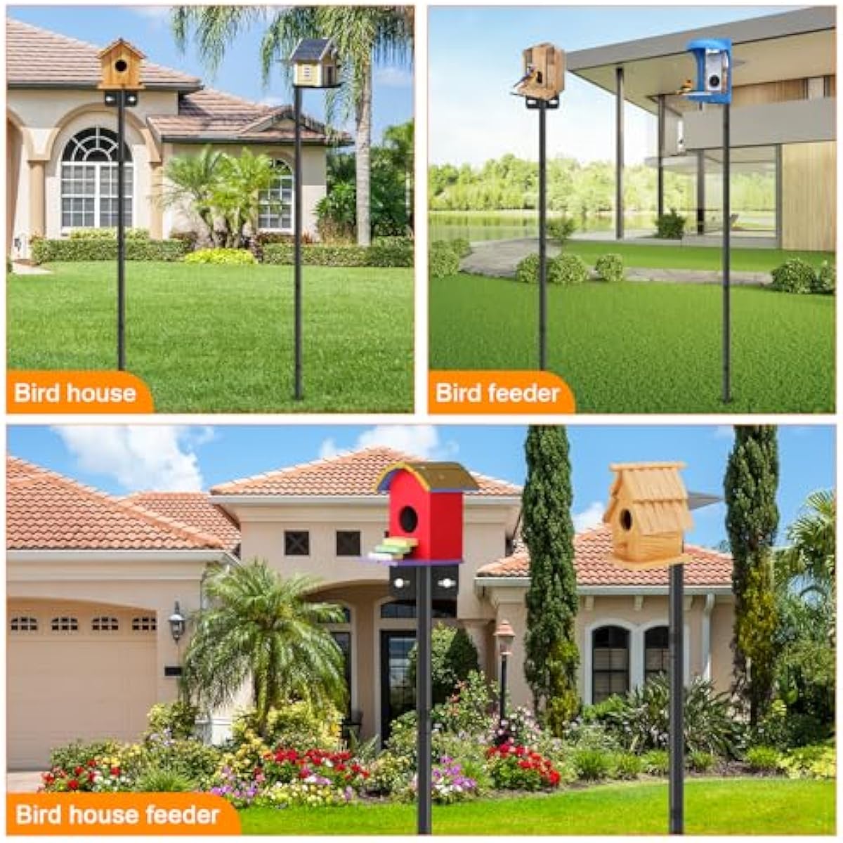 2 Pack 80 Inch Adjustable Bird Feeder Pole,Bird House Pole Suitable for Feeders & Birdhouse,Weather Station,Heavy-Duty Rustproof Design,Enhance Outdoor Decor & Birdwatching Experience