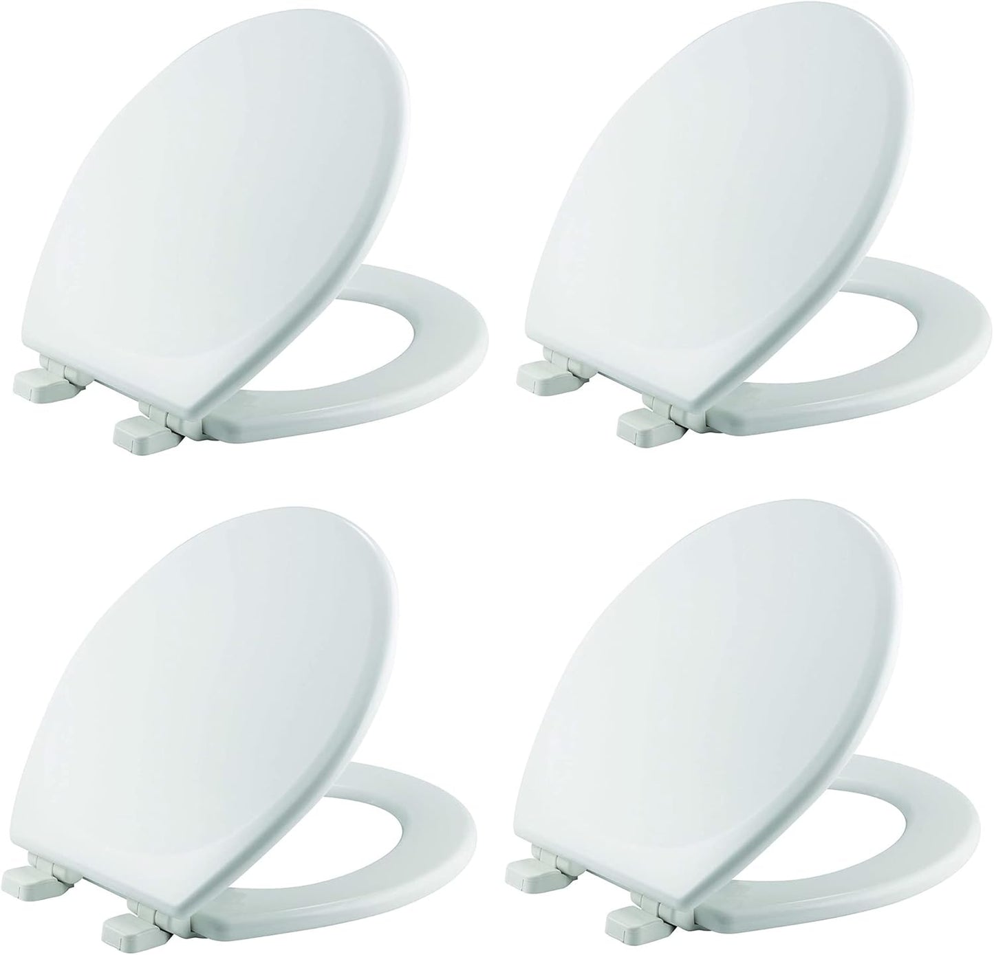 Mayfair Linden Slow Close Toilet Seat, Non Slip Heavy Duty Wood, Easy Install, Elongated, White
