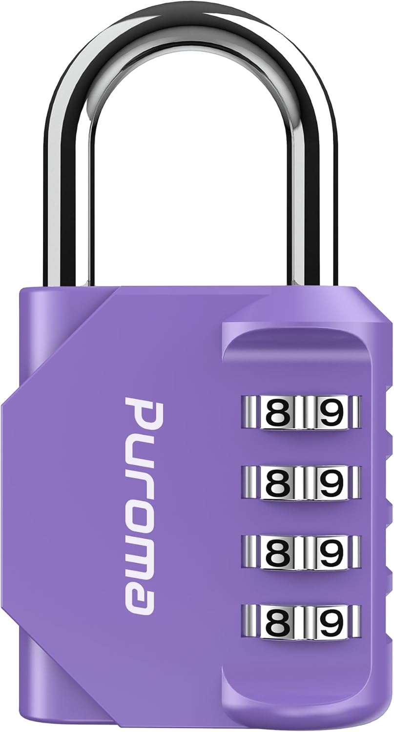 Puroma 2 Pack Combination Lock for Locker 4 Digit Outdoor Waterproof Padlock for School, Gym, Sports, Fence, Toolbox, Gate, Case, Outdoor, Hasp Storage (Black)