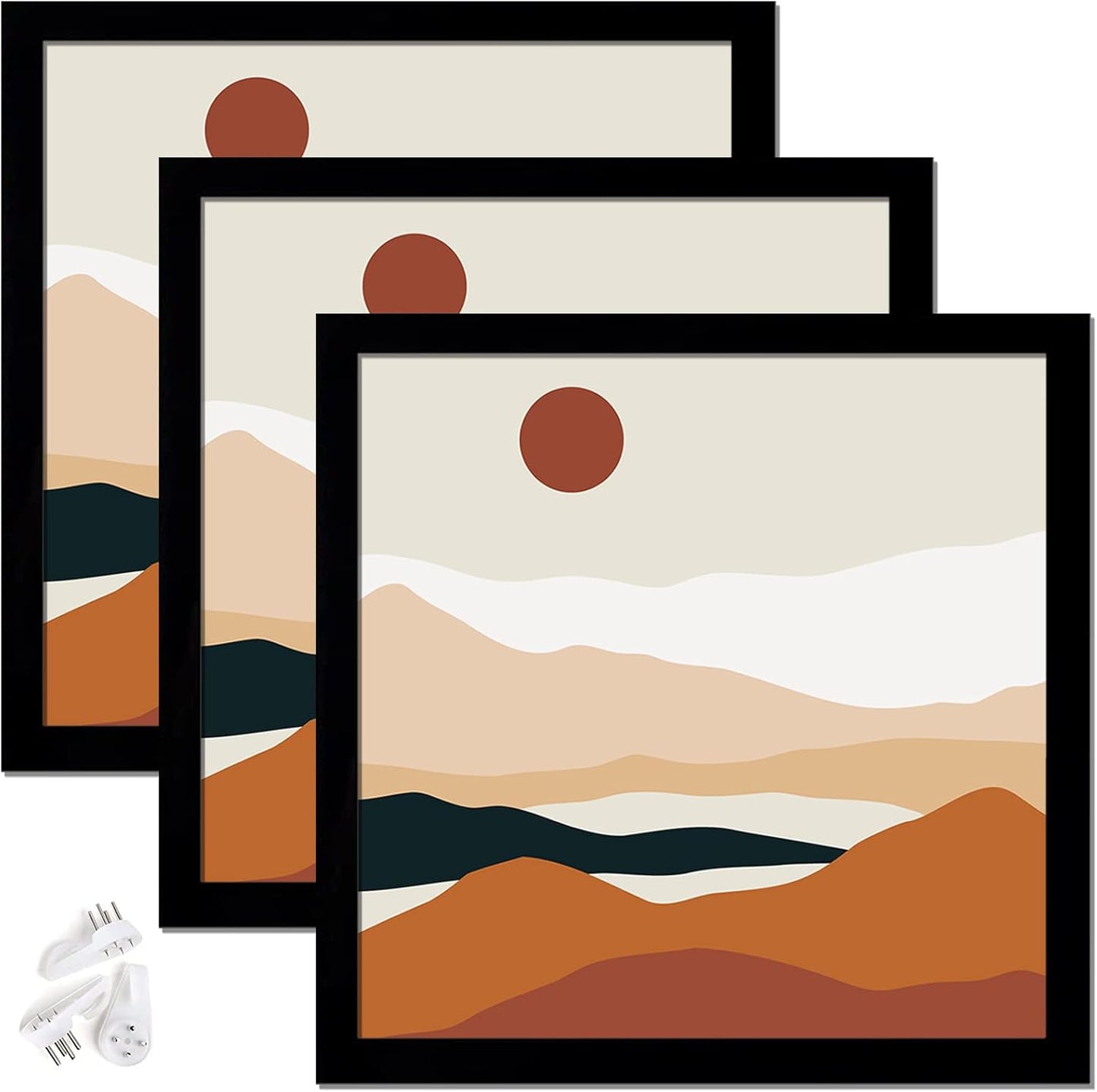 Black 16x24 Picture Frame Set of 3, High Transparent Frame for 16 By 24 Photo Collage Canvas Poster Size Wall Mount and Tabletop Horizontally Vertically (Black, 16 x 24 inches)