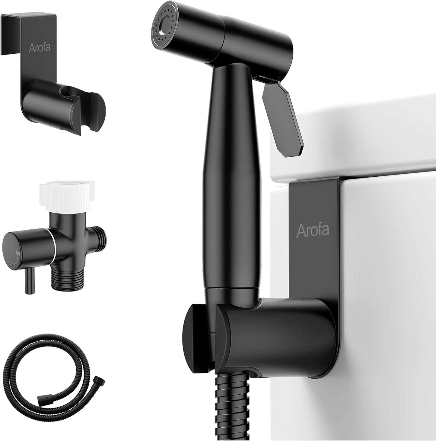 Arofa Handheld Toilet Bidet Sprayer for Toilet-Adjustable Water Pressure Control with Bidet Hose for Feminine Wash, Stainless Steel Brushed Nickel Bidet Faucet Cloth Diaper for Baby Wash