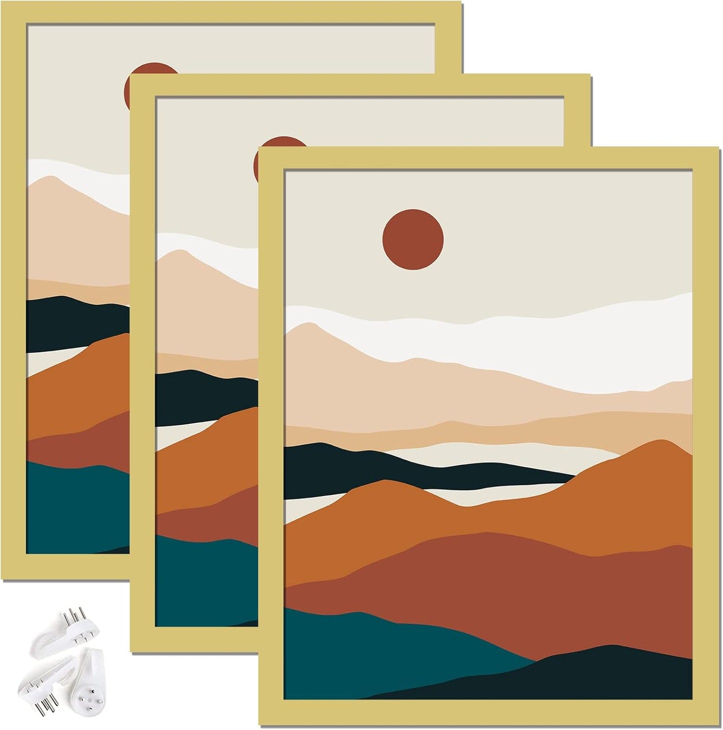 Black 16x24 Picture Frame Set of 3, High Transparent Frame for 16 By 24 Photo Collage Canvas Poster Size Wall Mount and Tabletop Horizontally Vertically (Black, 16 x 24 inches)
