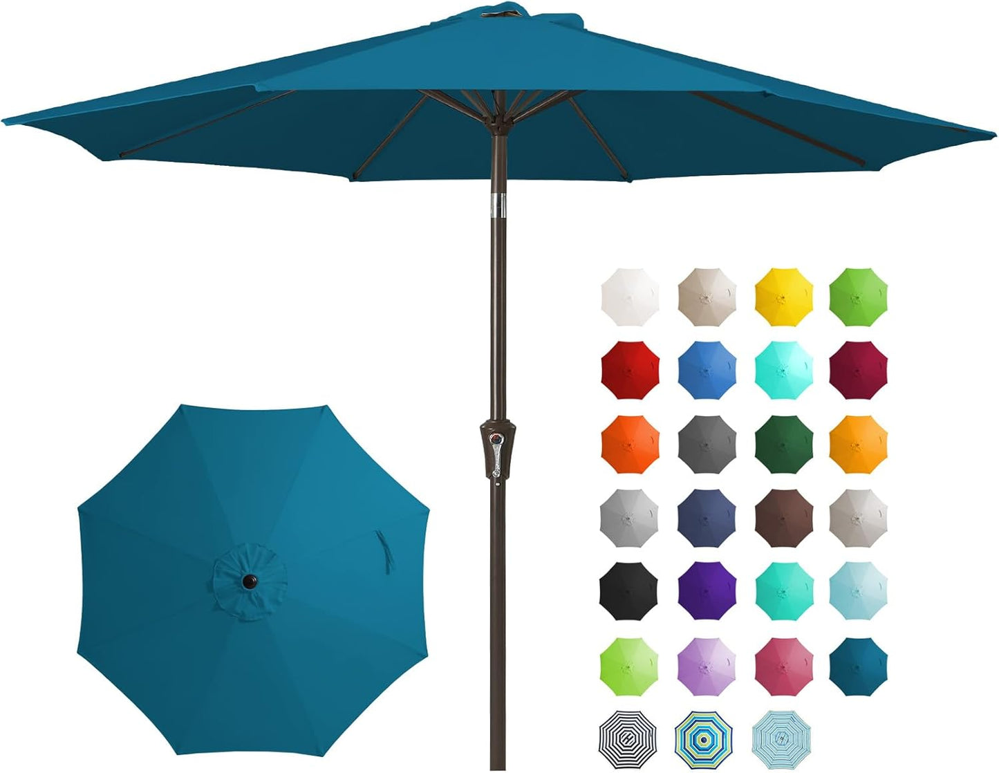 JEAREY 9FT Outdoor Patio Umbrella Outdoor Table Umbrella with Push Button Tilt and Crank, Market Umbrella 8 Sturdy Ribs UV Protection Waterproof for Garden, Deck, Backyard, Pool (Beige)
