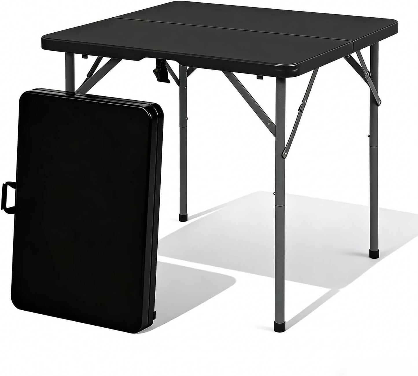 6ft Folding Table - Heavy Duty Portable 6 Foot Plastic Table with Fold-in-Half Design & Carry Handle, Indoor Outdoor Utility Table for Dining, Camping, Parties, Picnics, Tailgating (6FT, Black) ﻿