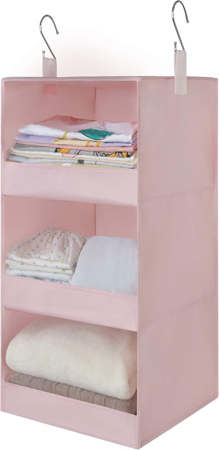 GRANNY SAYS 3-Shelf Hanging Closet Organizer and Storage, Collapsible Hanging Closet Shelves, Hanging Organizer for Closet & RV, Gray, 29 ½" H X 12" W X 12" D, 1-Pack