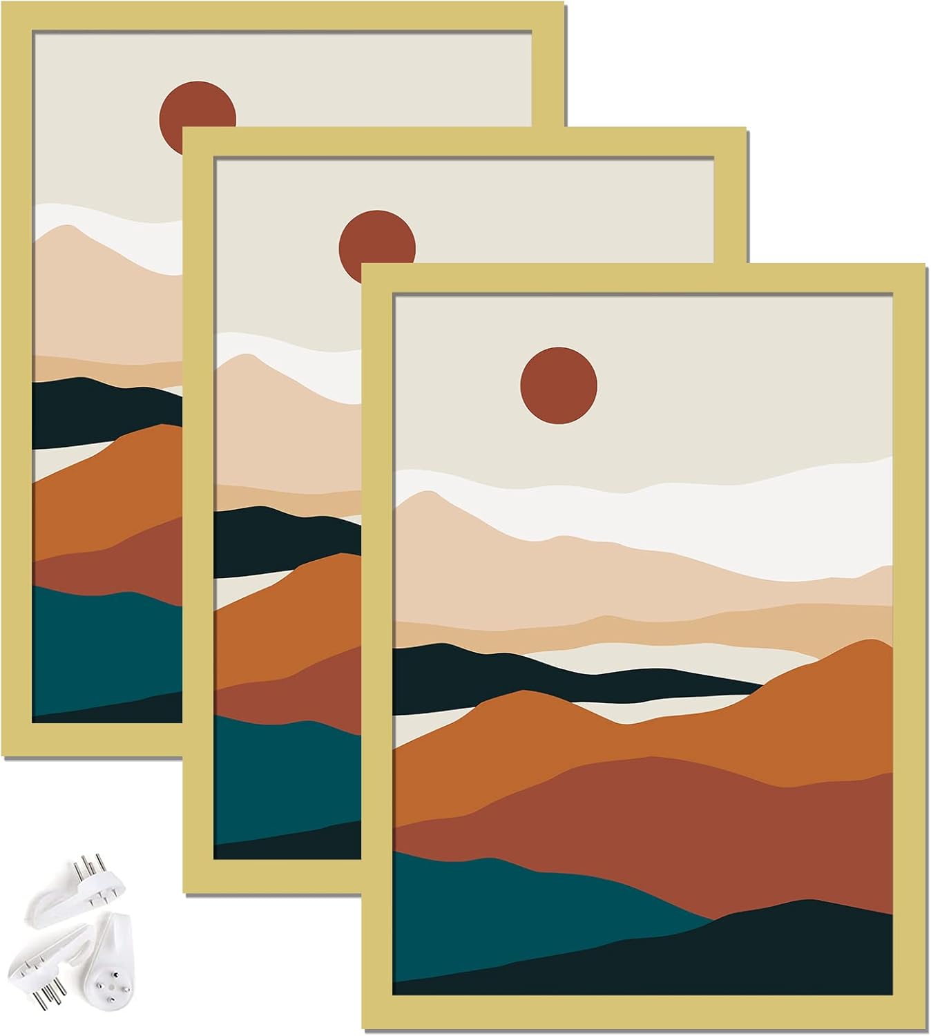 Black 16x24 Picture Frame Set of 3, High Transparent Frame for 16 By 24 Photo Collage Canvas Poster Size Wall Mount and Tabletop Horizontally Vertically (Black, 16 x 24 inches)