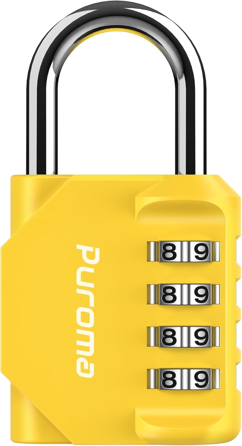 Puroma 2 Pack Combination Lock for Locker 4 Digit Outdoor Waterproof Padlock for School, Gym, Sports, Fence, Toolbox, Gate, Case, Outdoor, Hasp Storage (Black)