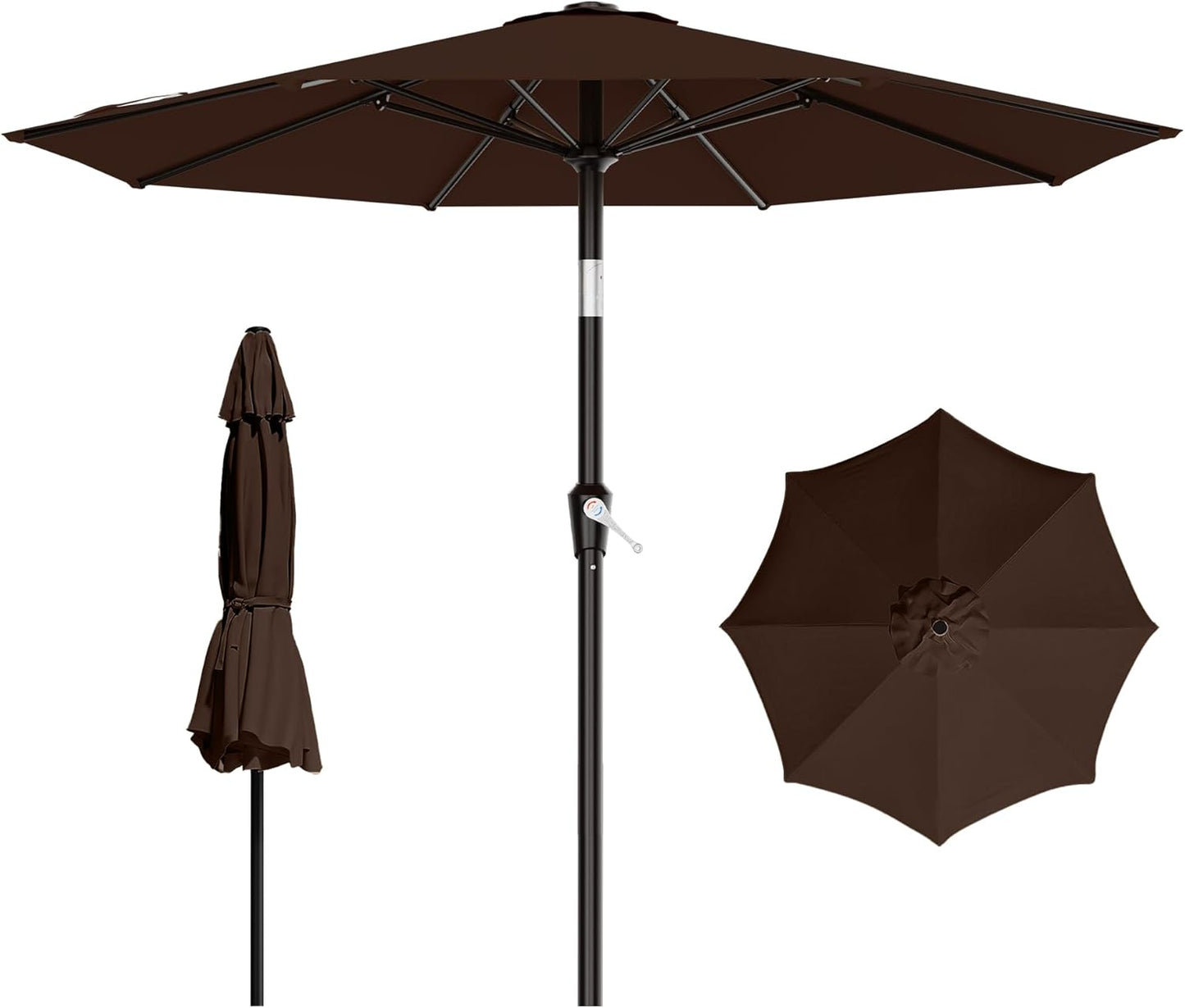 AreShark 9 FT Patio Umbrella for Outdoor, Outdoor Umbrella with Push Button Tilt and Crank, Outdoor Patio Umbrellas with 8 Sturdy Ribs for Market, Garden, Deck, Backyard, Pool (Navy)