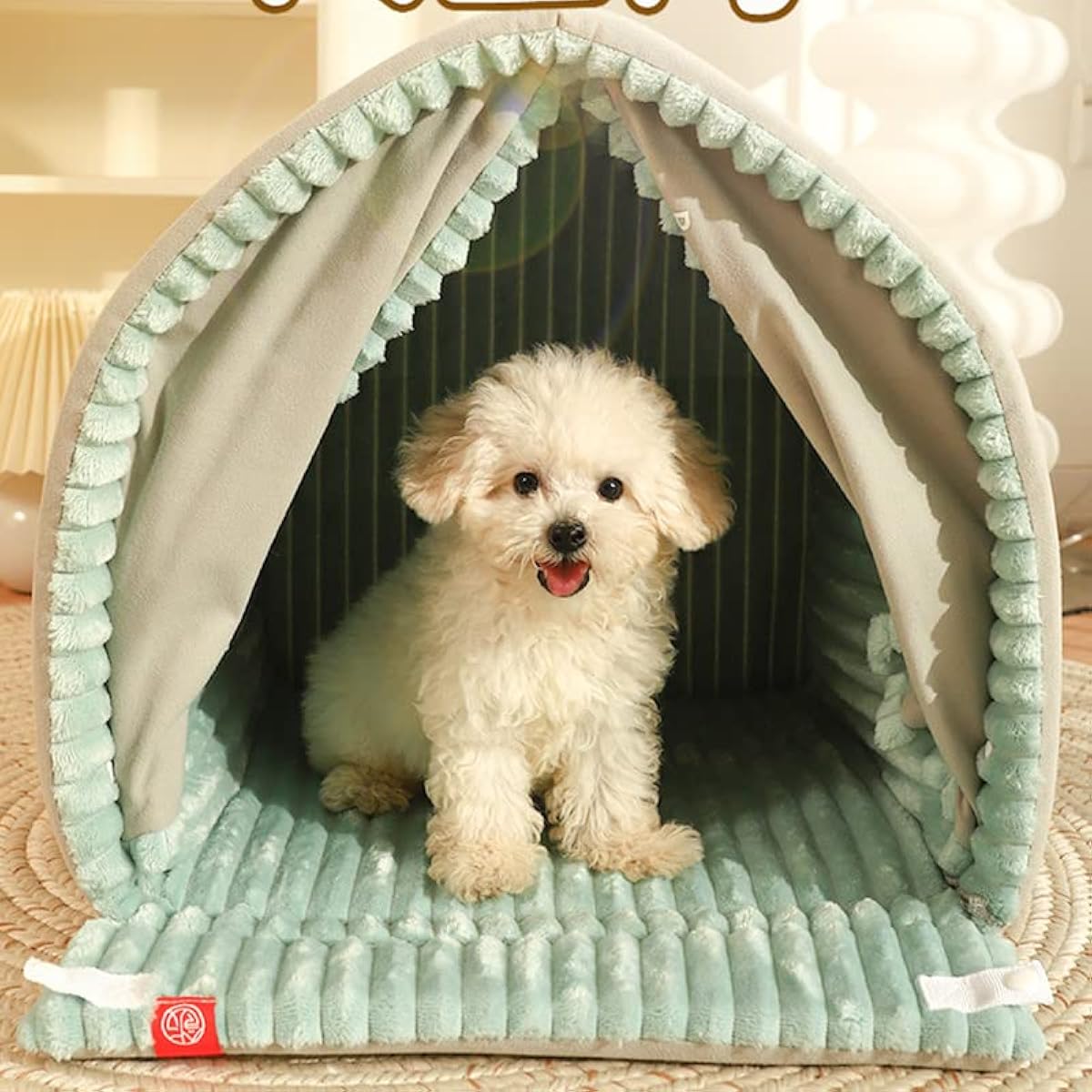 Dog Cave Bed,Cat House Winter Warm Dog House, Closed Winter Covered Dog Bed Cat Bed Tent, Dog Hideout Pet House Pet Bed All Seasons Applicable for Cat and Puppies Below 33lbs/15kg (A, Small)