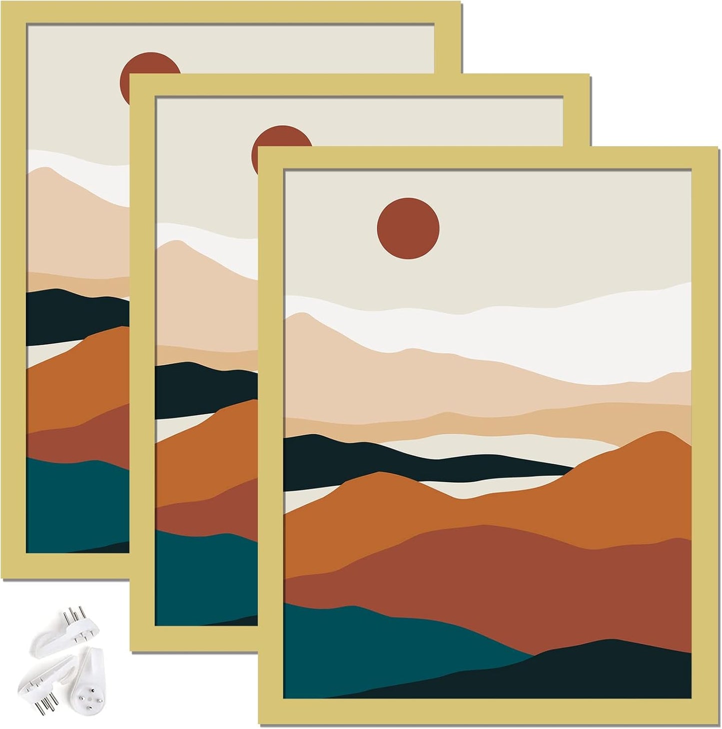 Black 16x24 Picture Frame Set of 3, High Transparent Frame for 16 By 24 Photo Collage Canvas Poster Size Wall Mount and Tabletop Horizontally Vertically (Black, 16 x 24 inches)