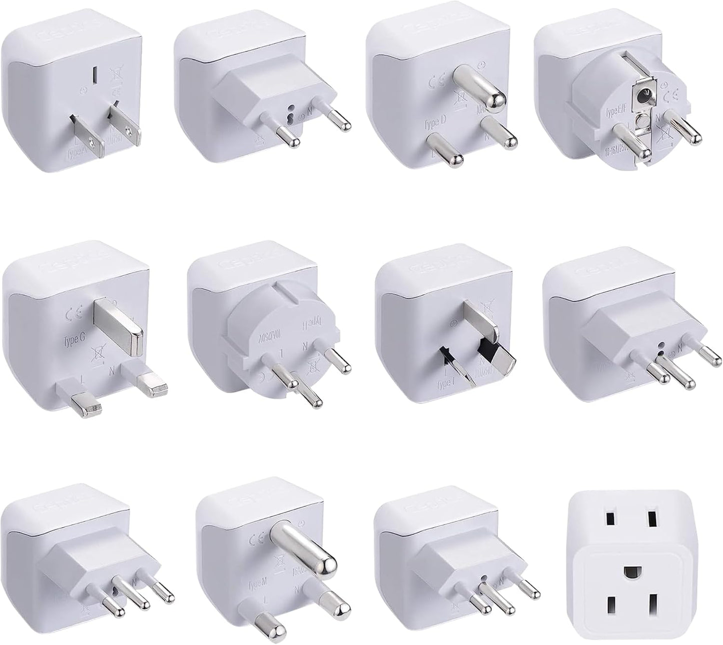 Ceptics Universal Travel Adapter, 45W International Power Adapter with PD & QC 3.0 Dual USB-C, 3 USB Travel Adapter Worldwide, Type I C G A Outlets 110V 220V A/C - EU Euro US UK (11-KU)