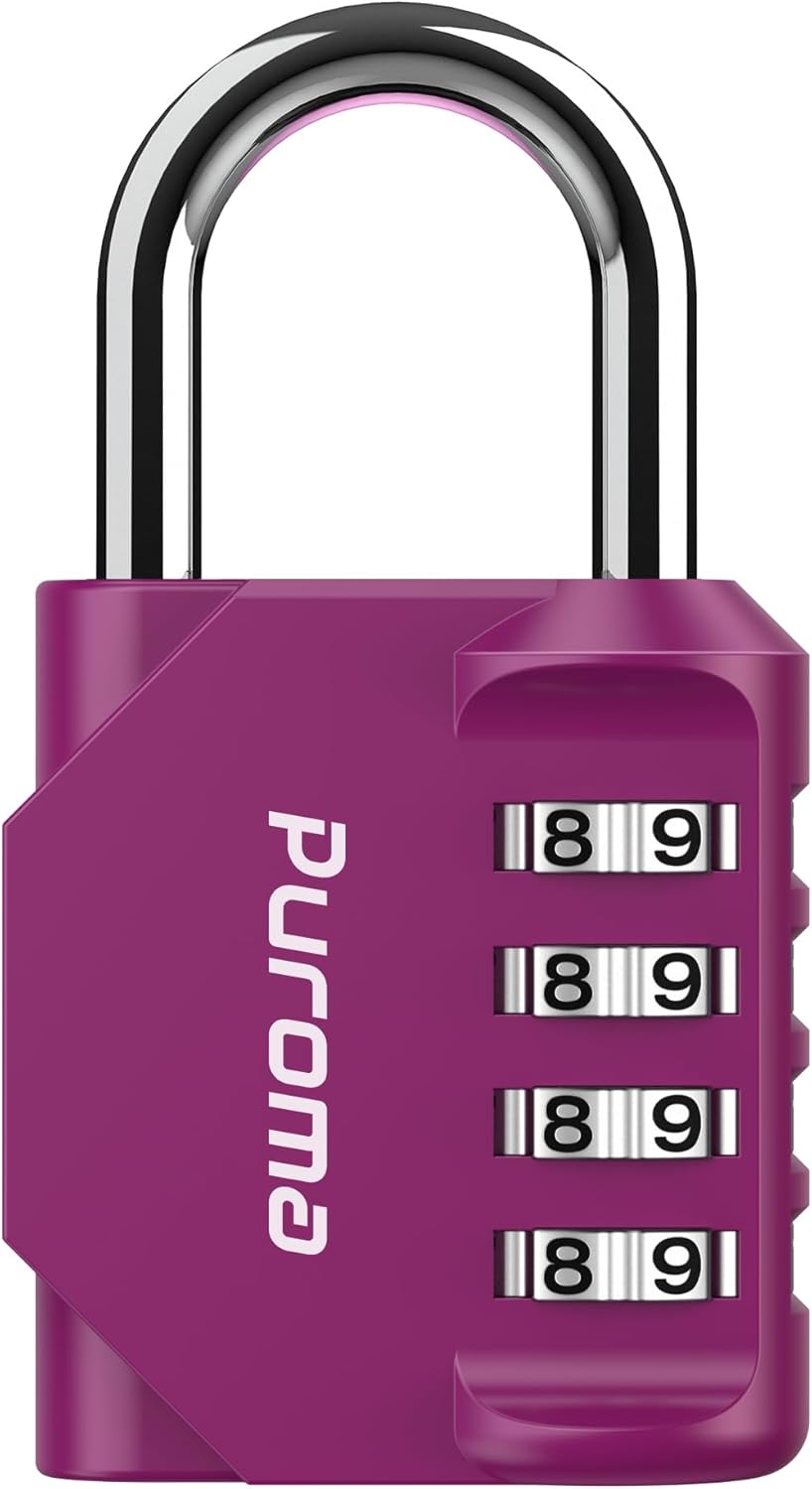 Puroma 2 Pack Combination Lock for Locker 4 Digit Outdoor Waterproof Padlock for School, Gym, Sports, Fence, Toolbox, Gate, Case, Outdoor, Hasp Storage (Black)