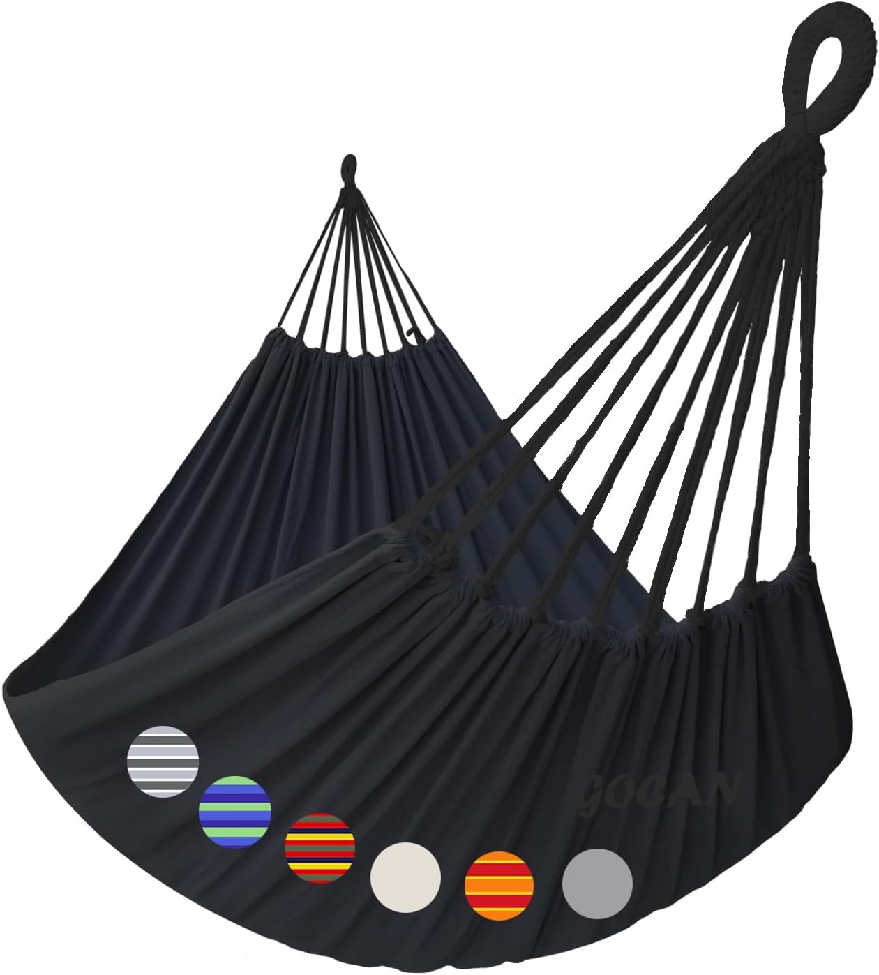 GOCAN Double Hammock 2 Person Extra Large 220x150cm Total Length 330cm Load 500lb Canvas Cotton Hammock for Patio Porch Garden Backyard Lounging Outdoor and Indoor with Removable Spreader bar