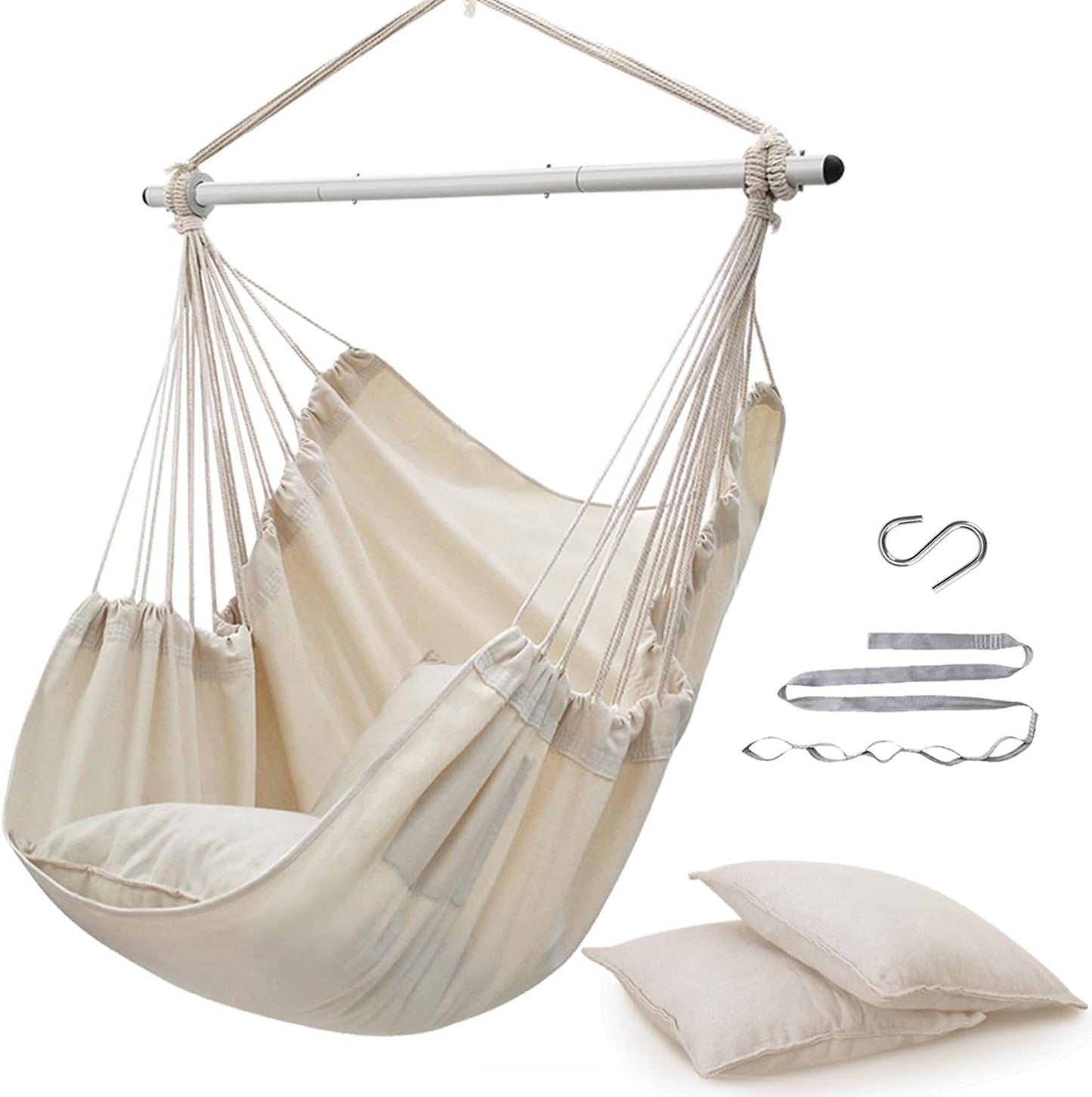 ADVOKAIR Hammock Chair Swing, Heavy-Duty Hanging Rope Swing Seat Supports 500 Lbs, Ideal for Outdoor Patio, Backyard, Porch, Deck & Indoor Bedroom Use