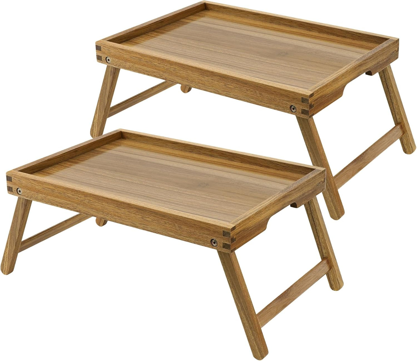 VaeFae Acacia Bed Table Tray, Wooden Breakfast Tray with Folding Legs, Bed Tray for Eating and Laptop, Eating Trays for Bedroom