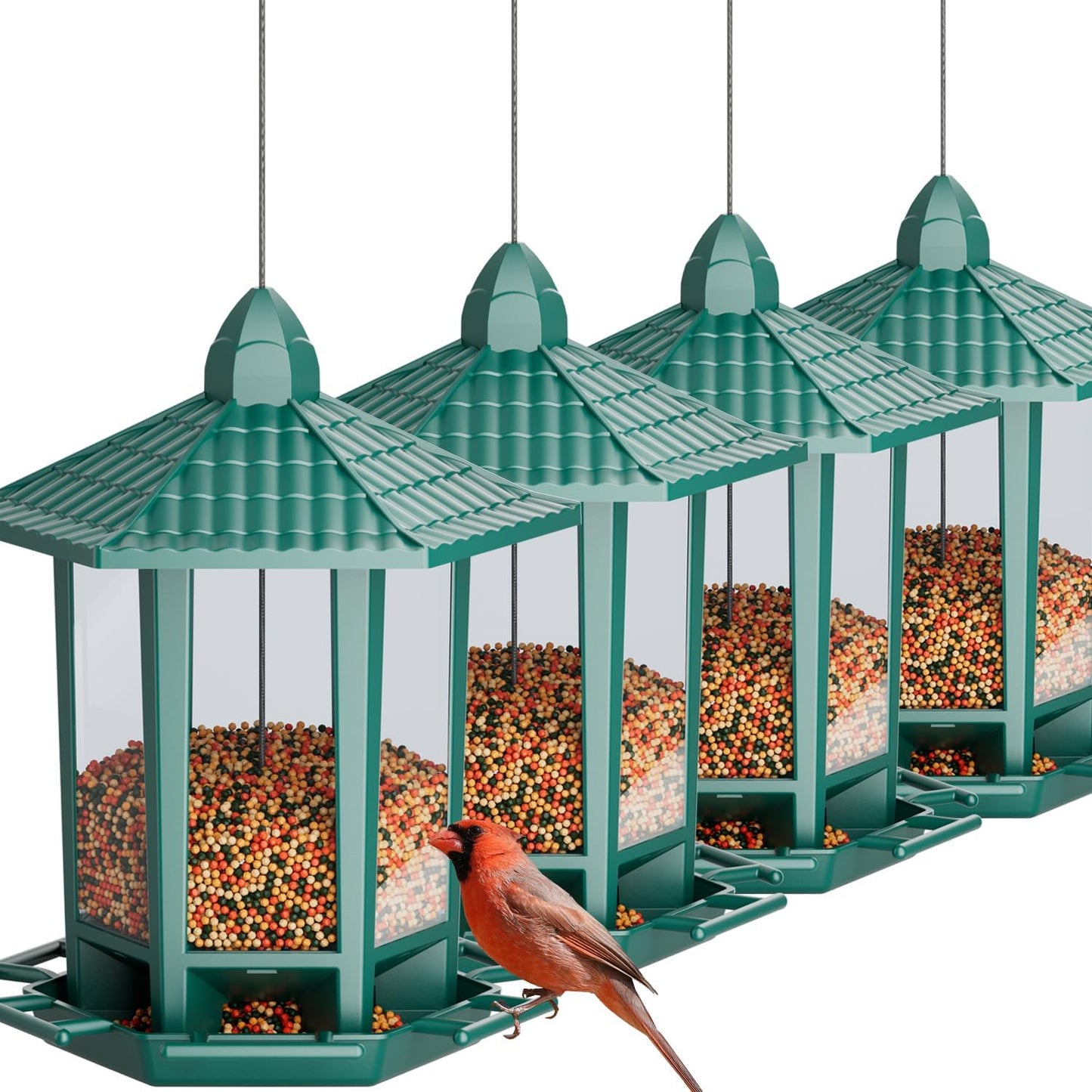 Birdream 2 Pack Bird Feeders for Outdoor Hanging, Retro Pagoda Design Fun Installation Bird Feeder, Attracting Wild Birds Chickadees Goldfinches Cardinals Finches and Sparrows