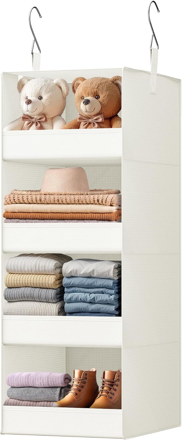 GRANNY SAYS 3-Shelf Hanging Closet Organizer and Storage, Collapsible Hanging Closet Shelves, Hanging Organizer for Closet & RV, Gray, 29 ½" H X 12" W X 12" D, 1-Pack