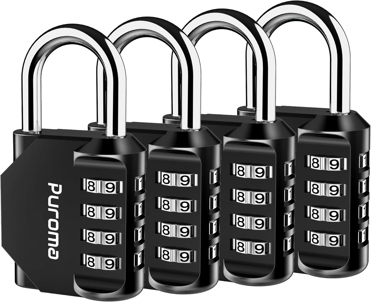 Puroma 2 Pack Combination Lock for Locker 4 Digit Outdoor Waterproof Padlock for School, Gym, Sports, Fence, Toolbox, Gate, Case, Outdoor, Hasp Storage (Black)
