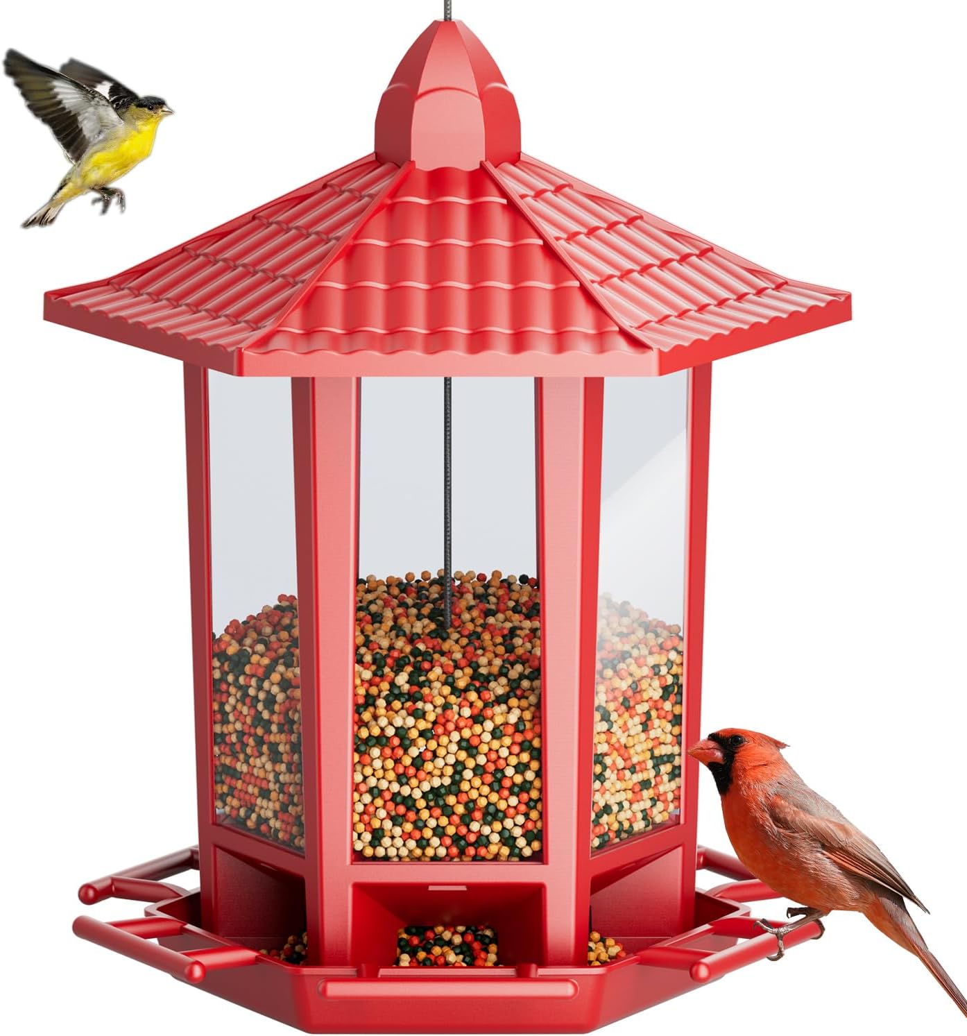 Birdream 2 Pack Bird Feeders for Outdoor Hanging, Retro Pagoda Design Fun Installation Bird Feeder, Attracting Wild Birds Chickadees Goldfinches Cardinals Finches and Sparrows